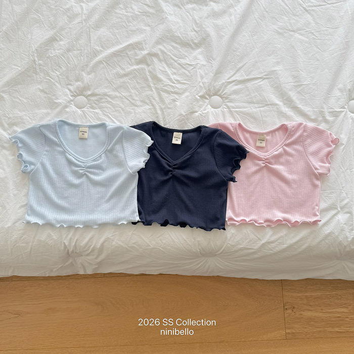 正韓夏NINIBELLO 三色抓皺捲邊上衣