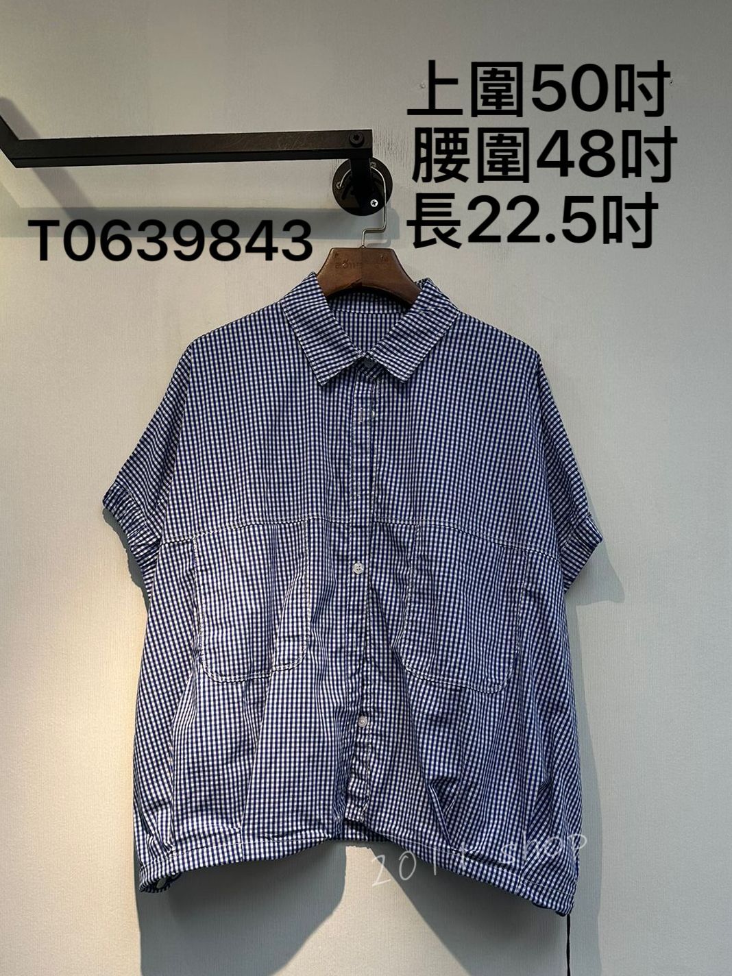 出口日本簡約格仔恤衫  上圍50吋  腰圍48吋 長22.5吋   T0639843