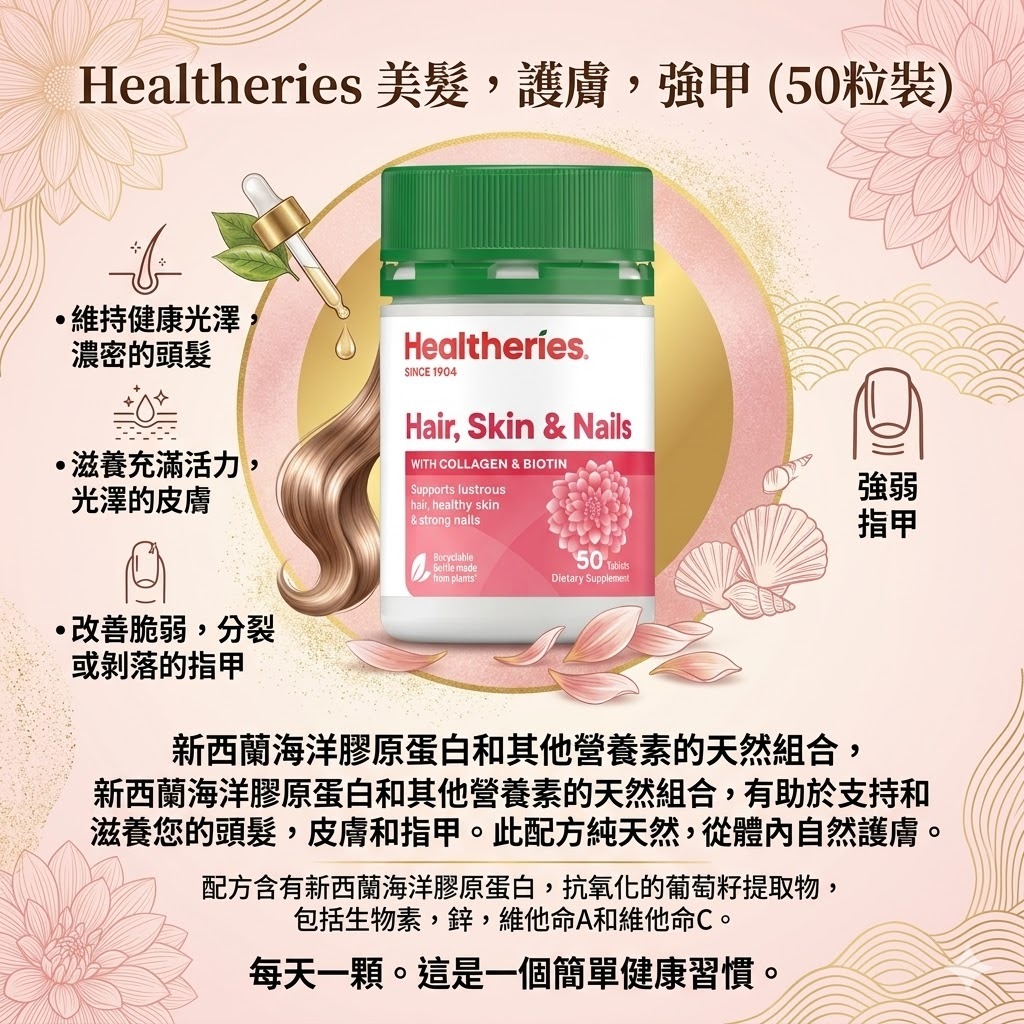 【直播】Healtheries LX040804 美髮，護膚，強甲 (50粒裝)(買一送一)