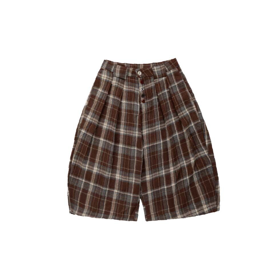 復古格紋七分褲 Retro Plaid Culottes SS-008