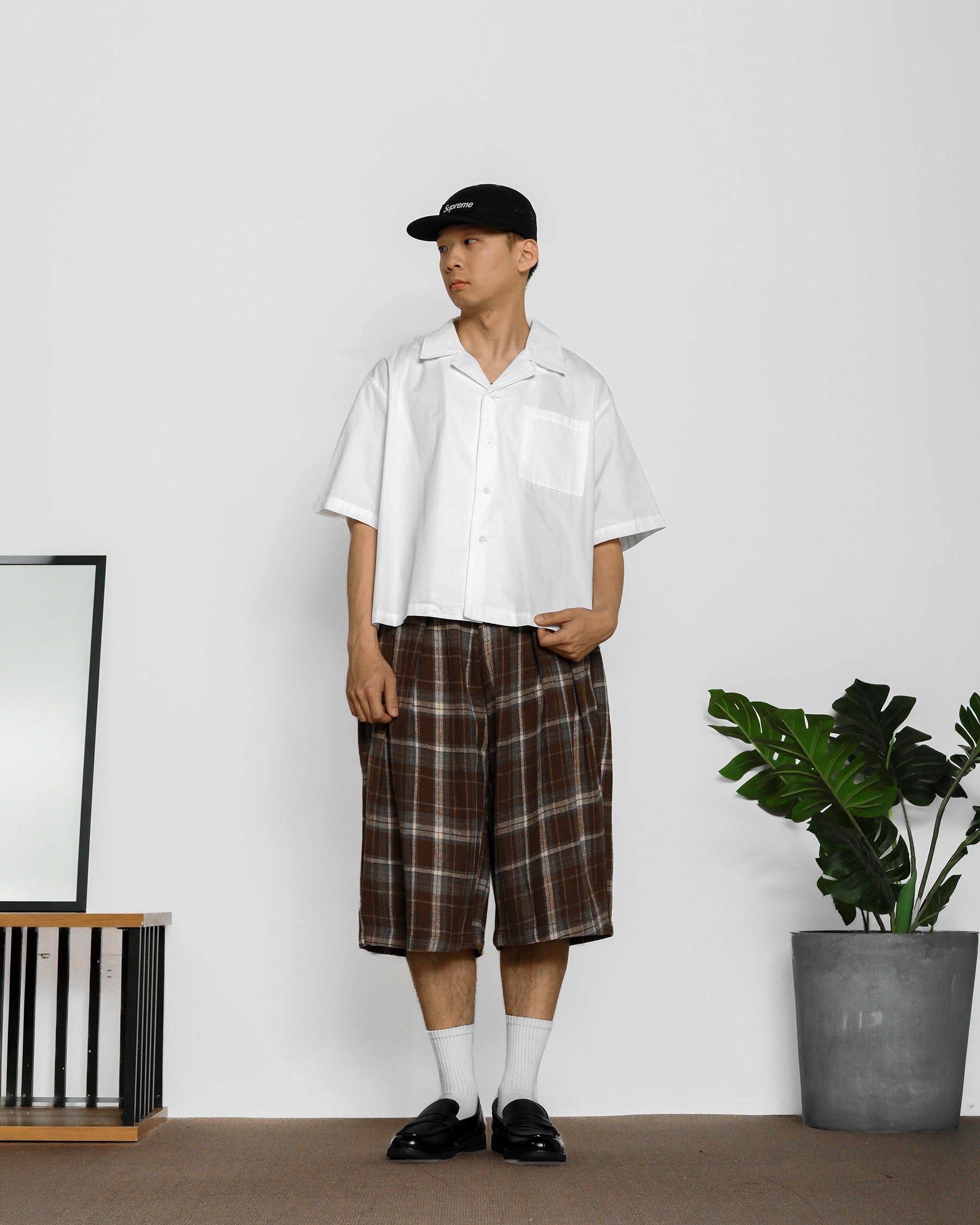 復古格紋七分褲 Retro Plaid Culottes SS-008