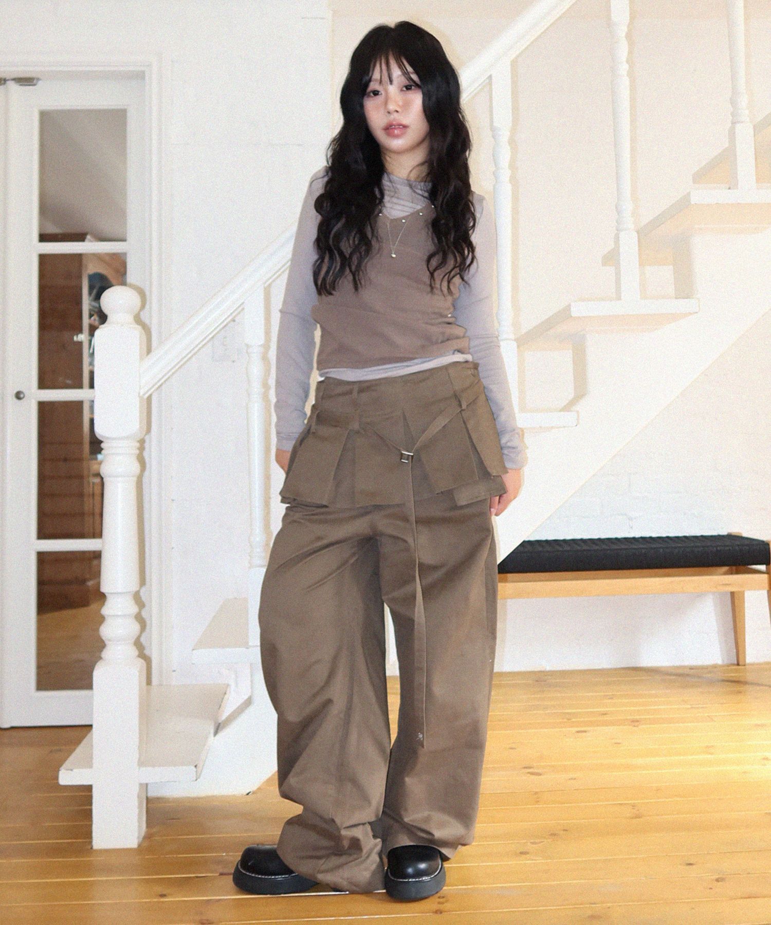 PLACE STUDIO 百褶裙假兩件寬褲 25F7771036-3100