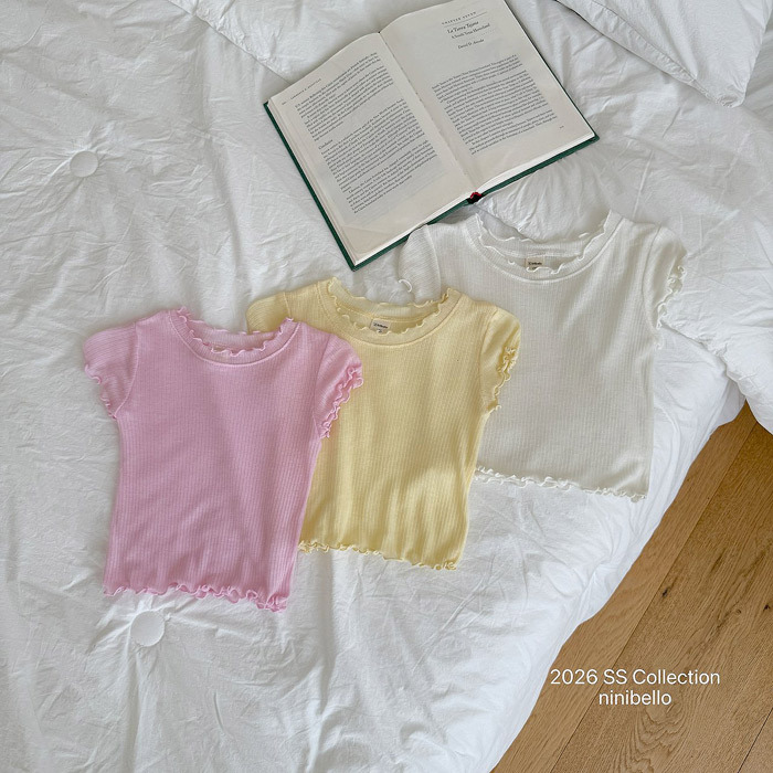 正韓夏NINIBELLO 三色軟糖感薄捲邊上衣