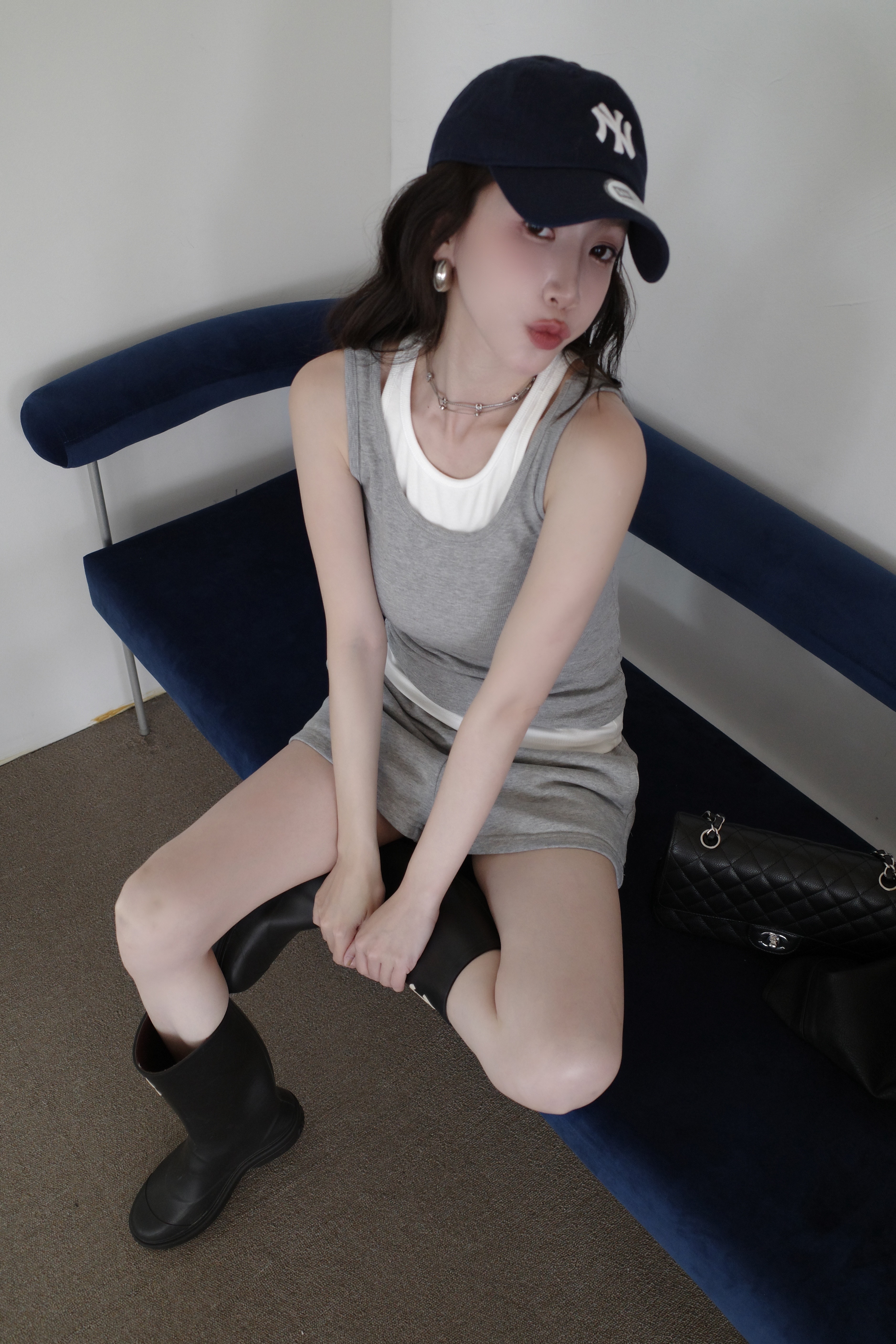 (預購)#AN34 不能錯過兩件式背心上衣(灰/藍)