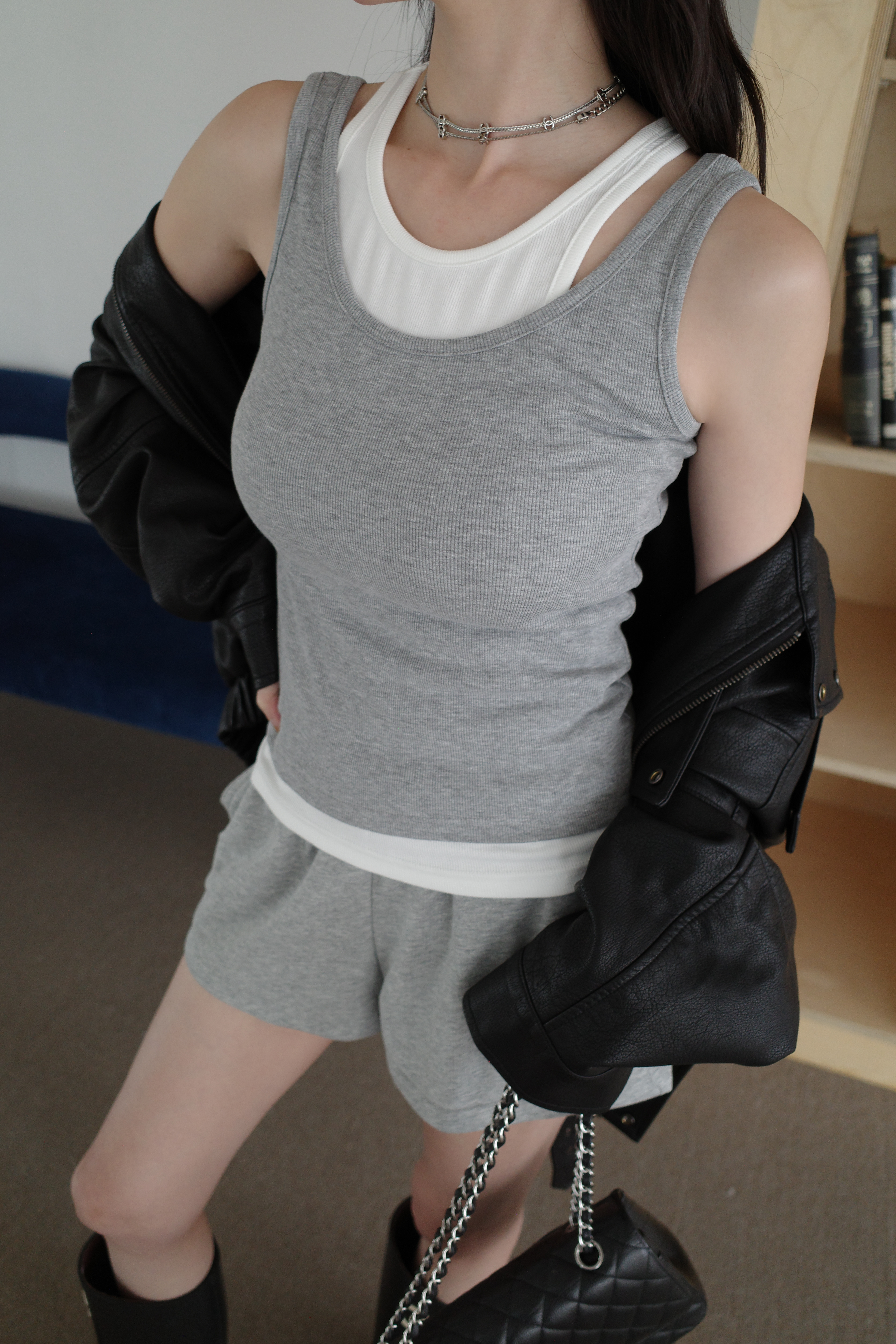 (預購)#AN34 不能錯過兩件式背心上衣(灰/藍)