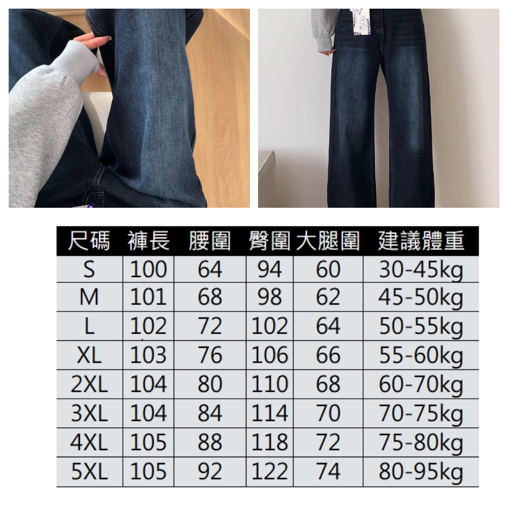 【ASister 小姊姊】AS2382#女裝｜休閒褲☆中大尺碼高腰顯瘦直筒牛仔褲(藍灰色 S-5XL)