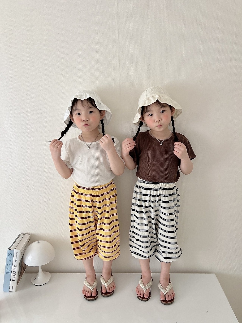 正韓夏MORAN 三色撞色條紋運動褲