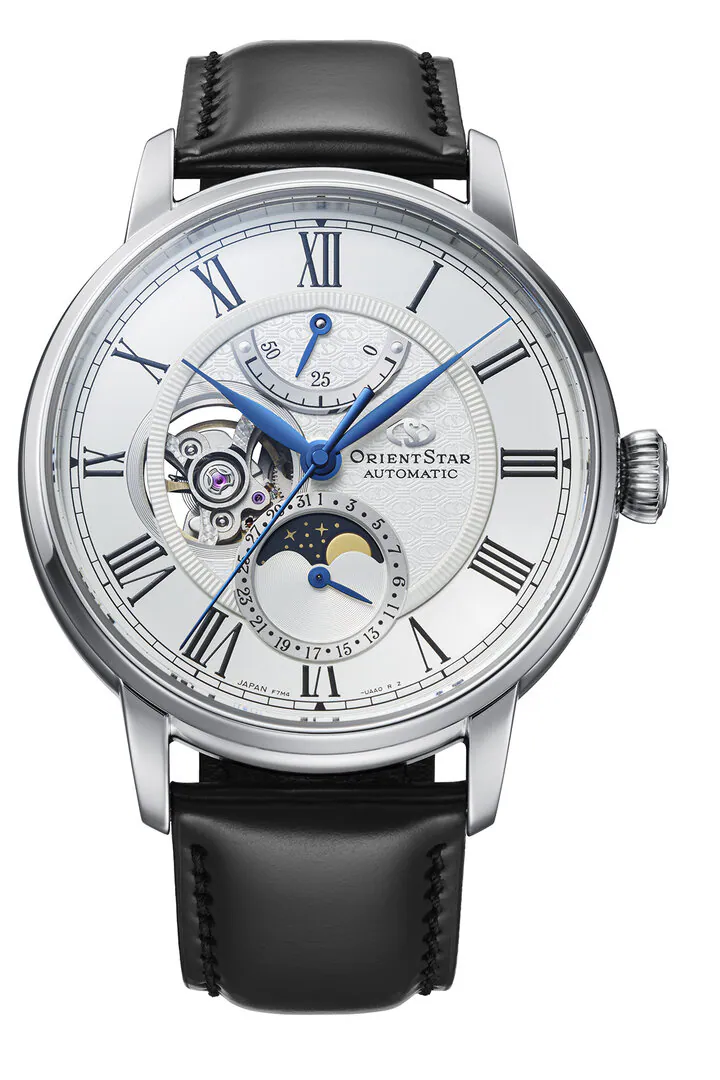 萬年鐘錶 - 東方錶  ORIENT STAR  東方之星  M45 -F7  夜空錶盤月相兩日鍊機械錶 RE-BT0005S 錶徑 : 41mm