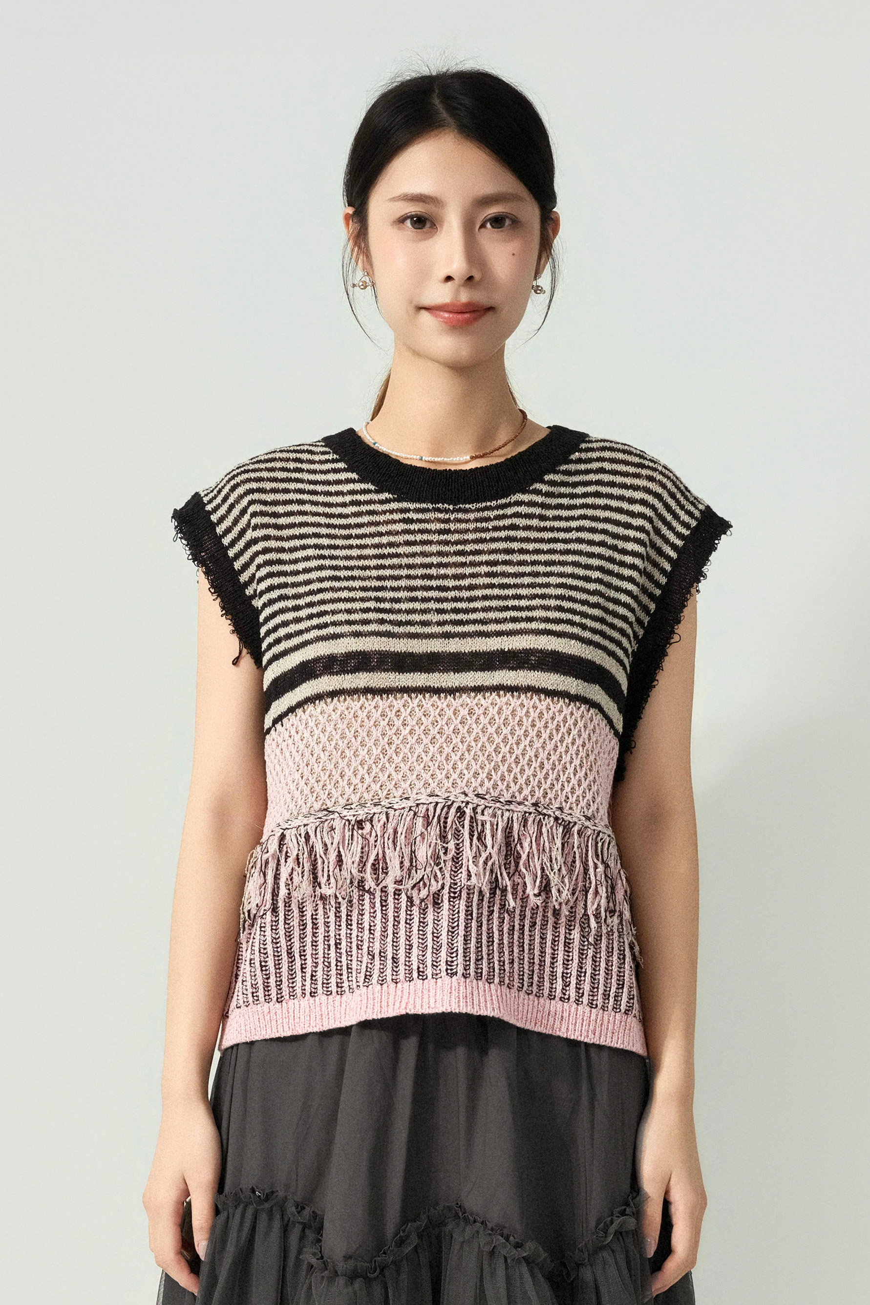 混色間蘇蘇腳針織背心（預購產品）