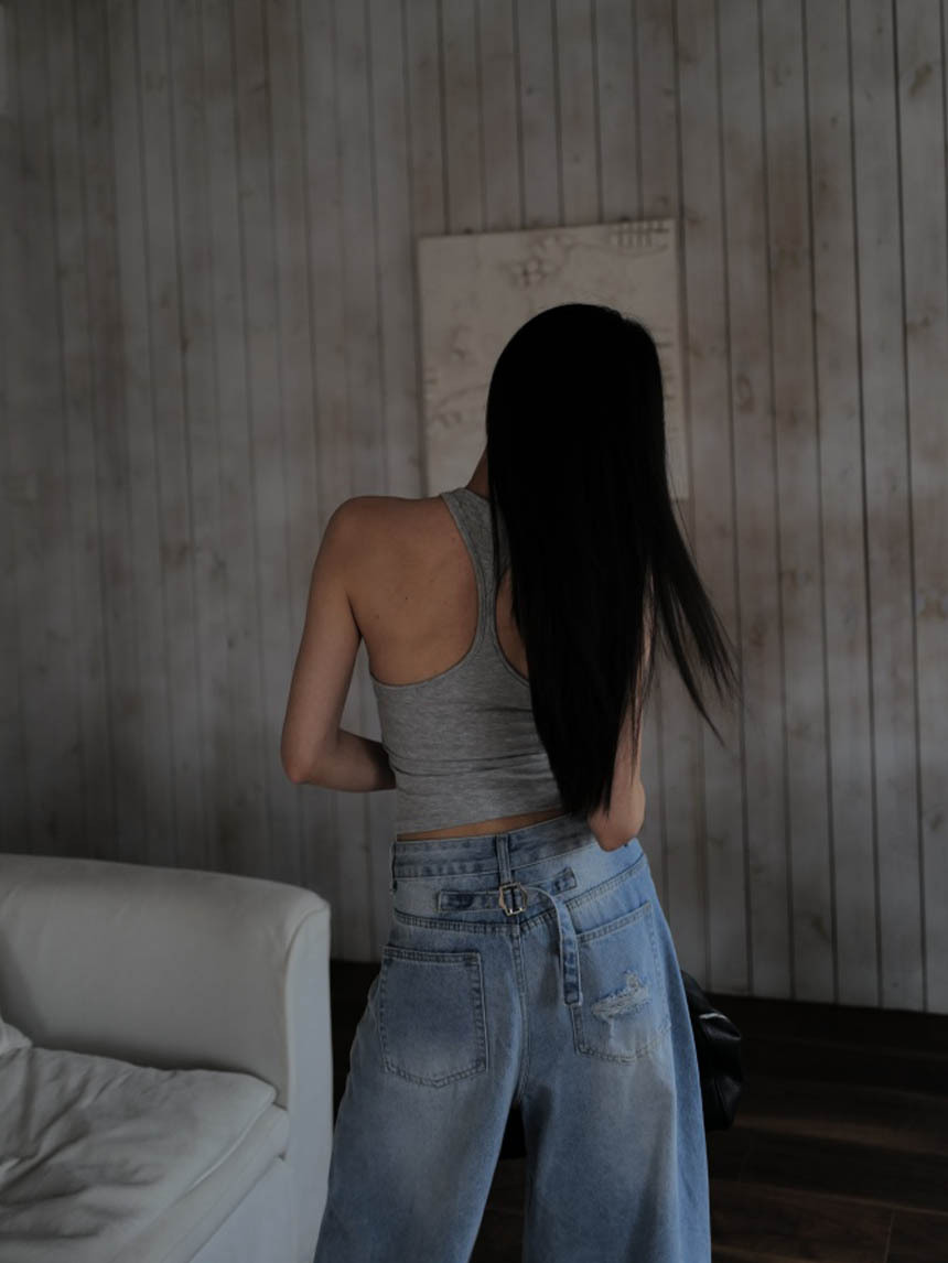 附胸墊側抓皺挖肩背心*3色