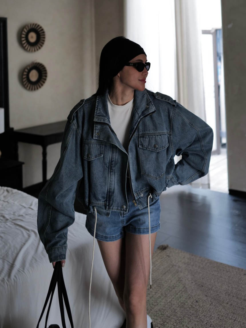 騎士短版寬牛仔外套