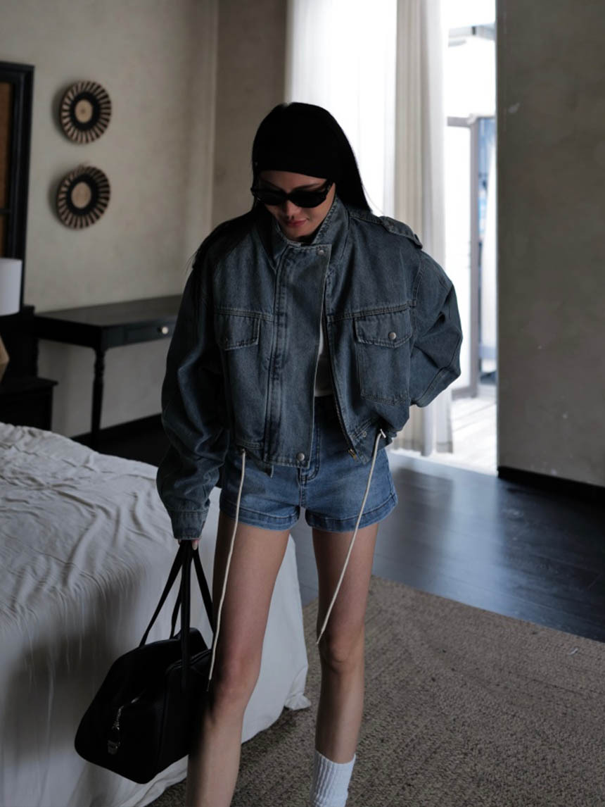 騎士短版寬牛仔外套