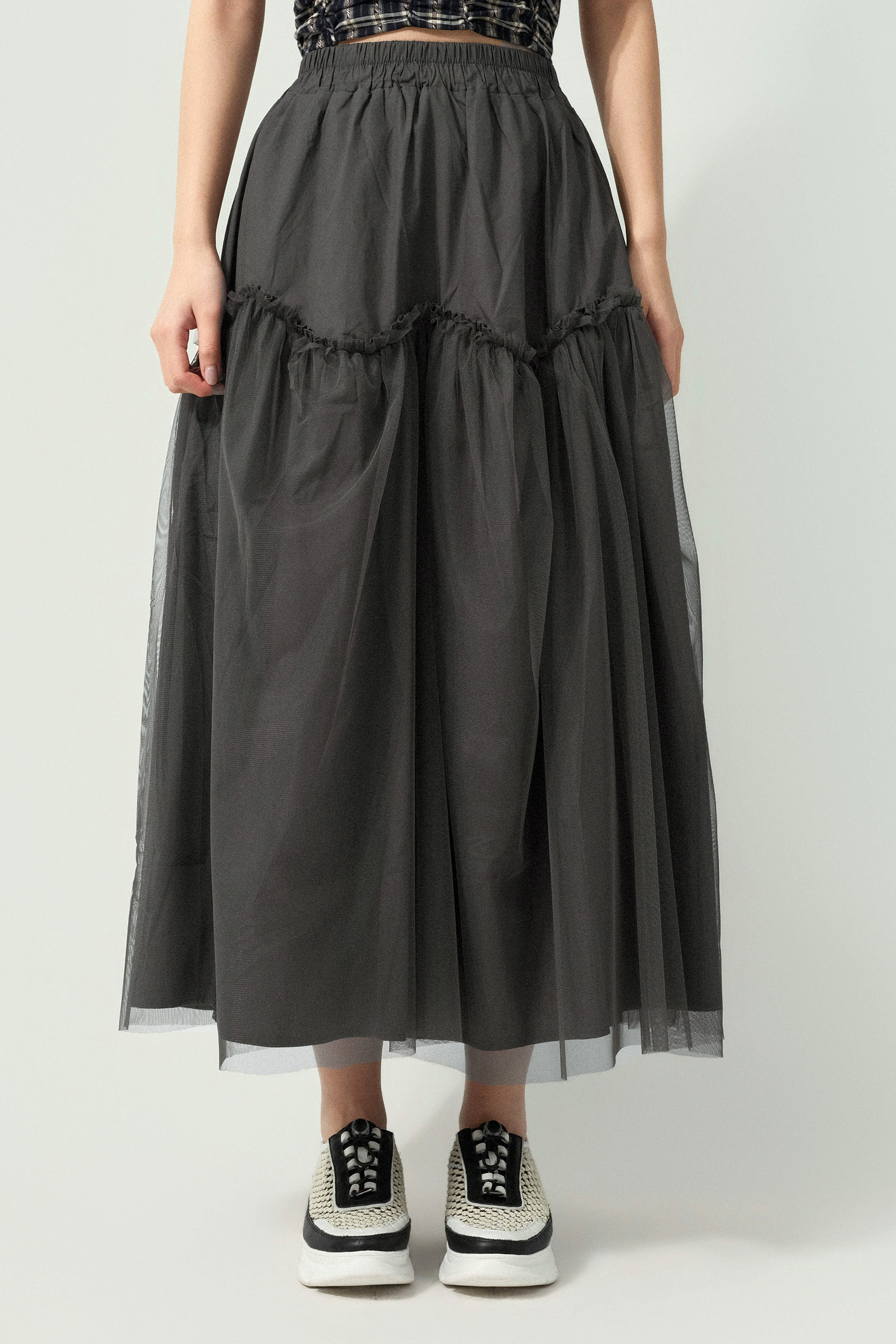 波浪邊拼布網紗裙 (預購產品）