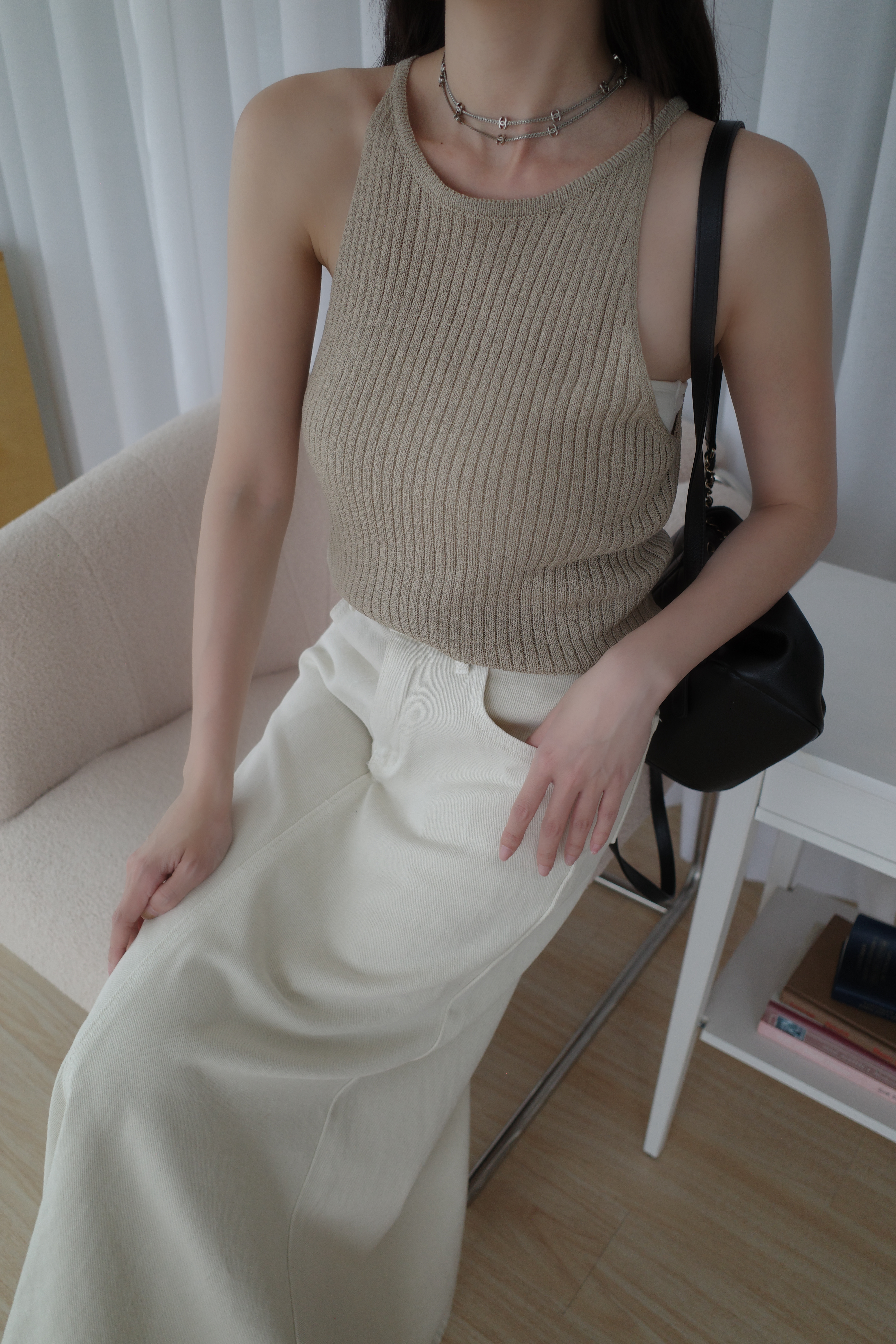 (預購)#AN41 銷肩針織背心(黑/白/卡其/淺黃)