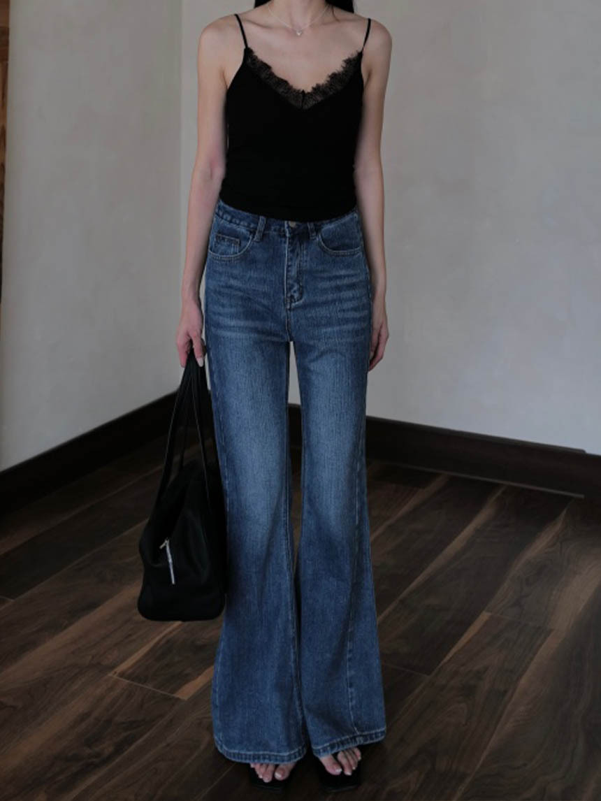 喇叭無彈修身刷色牛仔褲*2色