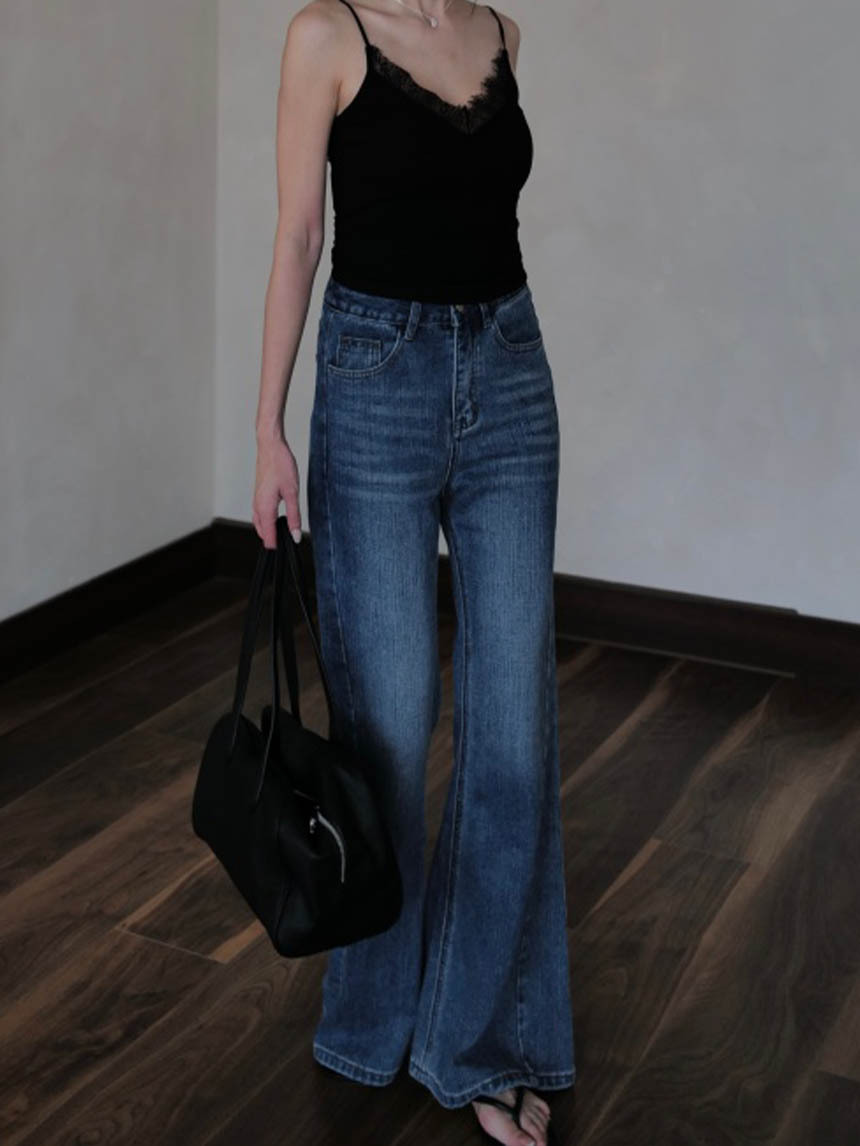 喇叭無彈修身刷色牛仔褲*2色