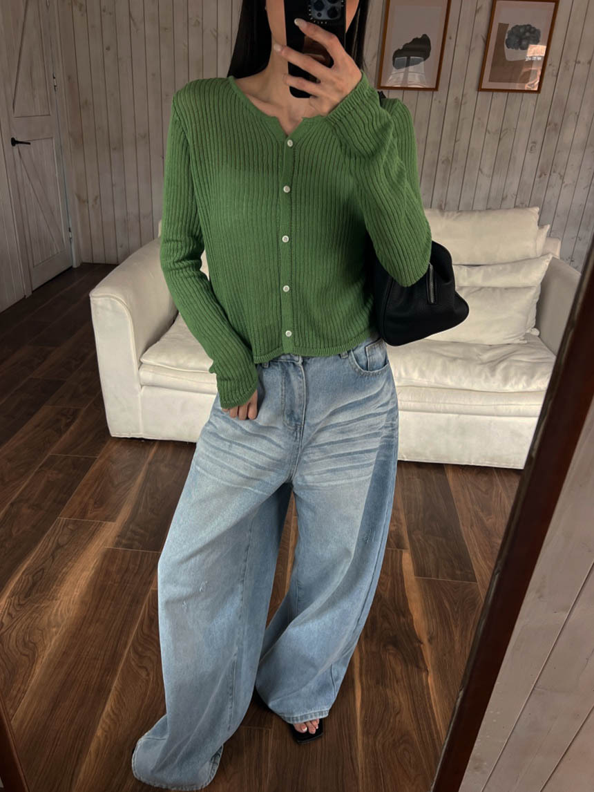 多種穿法坑條針織開衫*7色