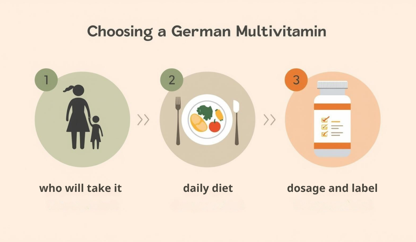 三個步驟揀選德國綜合維他命的圖解清單