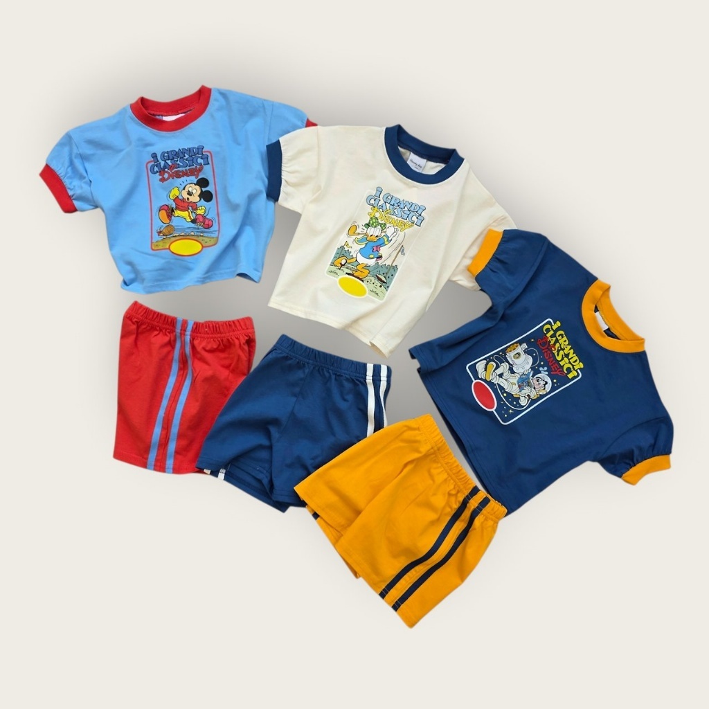 正韓夏MORAN 三色撞色懷舊角色套裝