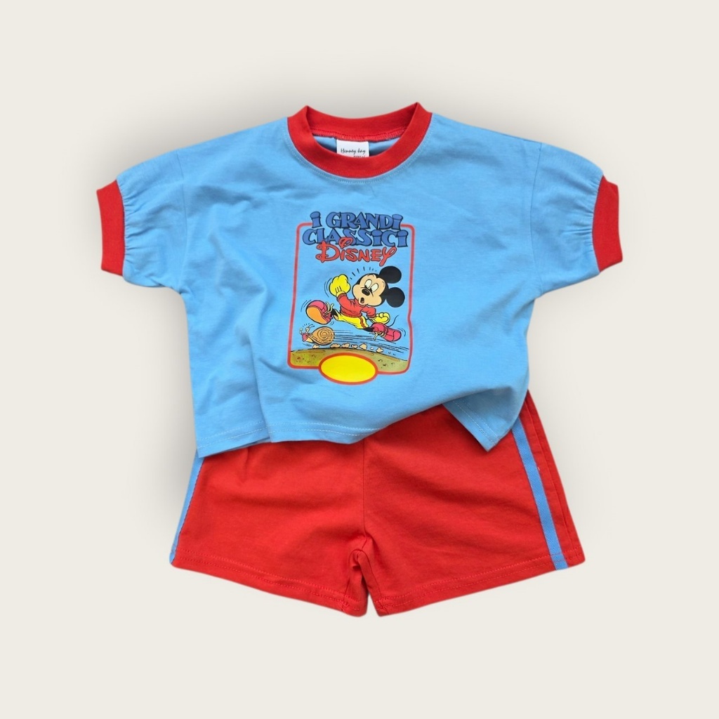 正韓夏MORAN 三色撞色懷舊角色套裝