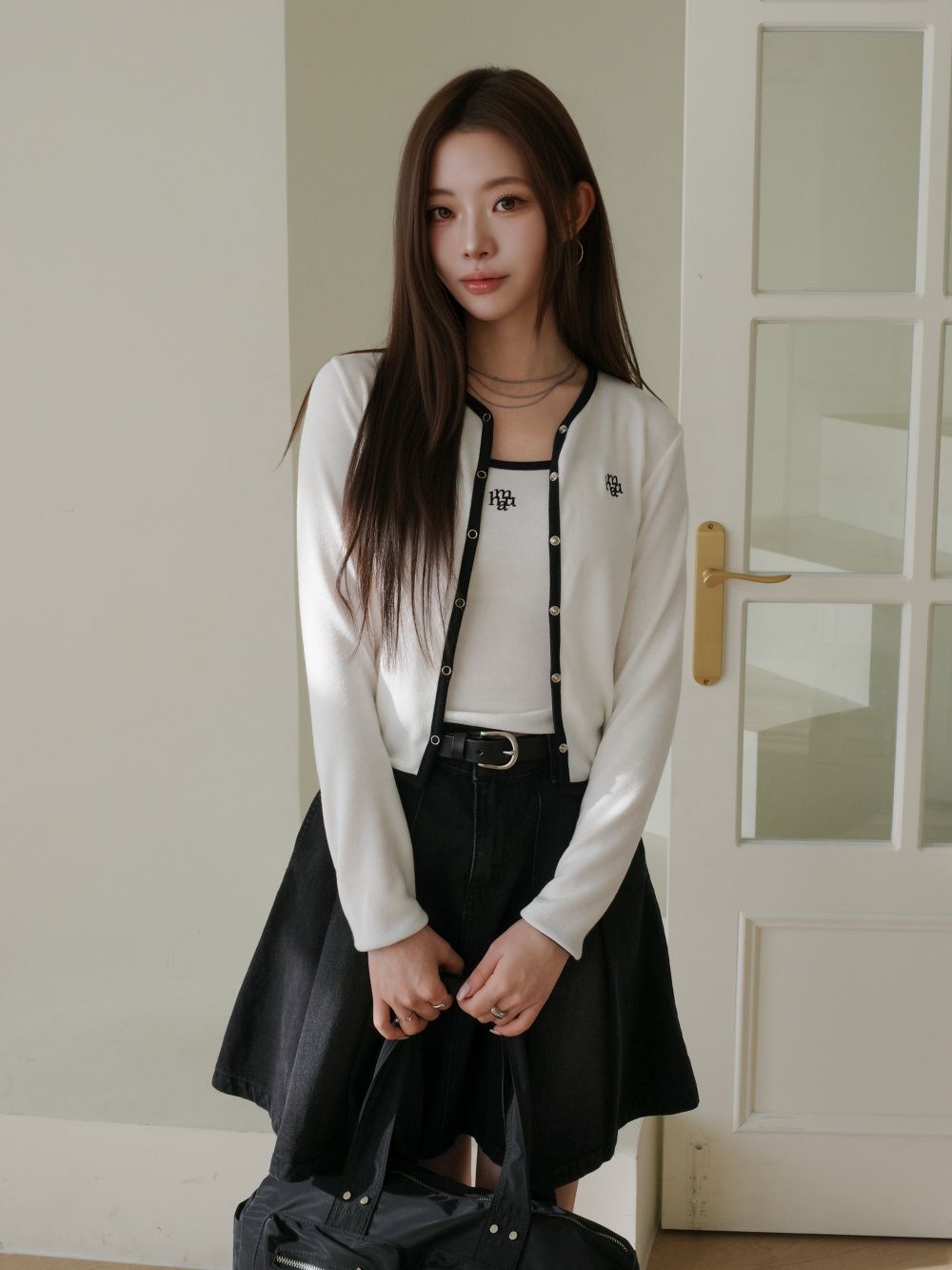 MUAHMUAH 素色撞色針織開衫 MUT26006