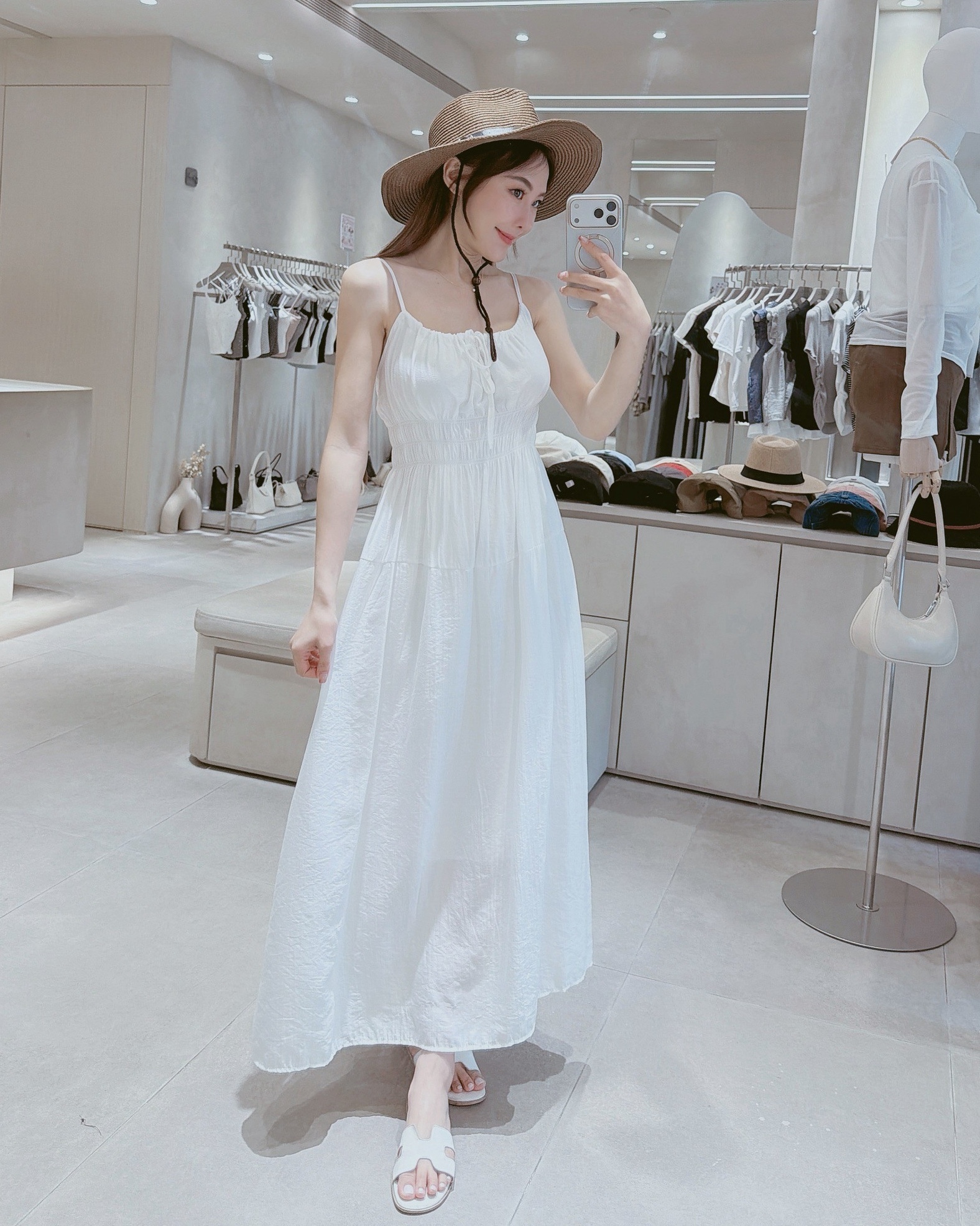 仙氣肩可調縮腰背心長洋