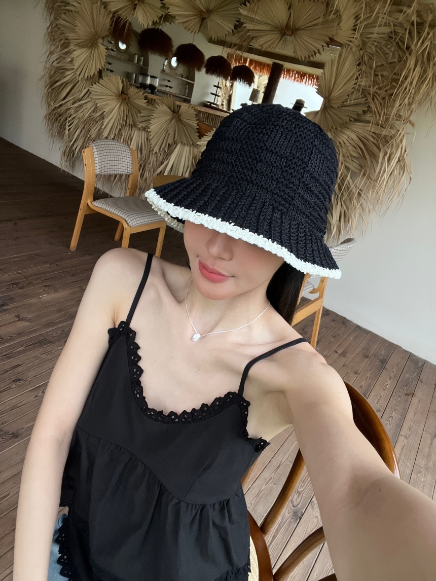 撞色邊漁夫編織帽*2色