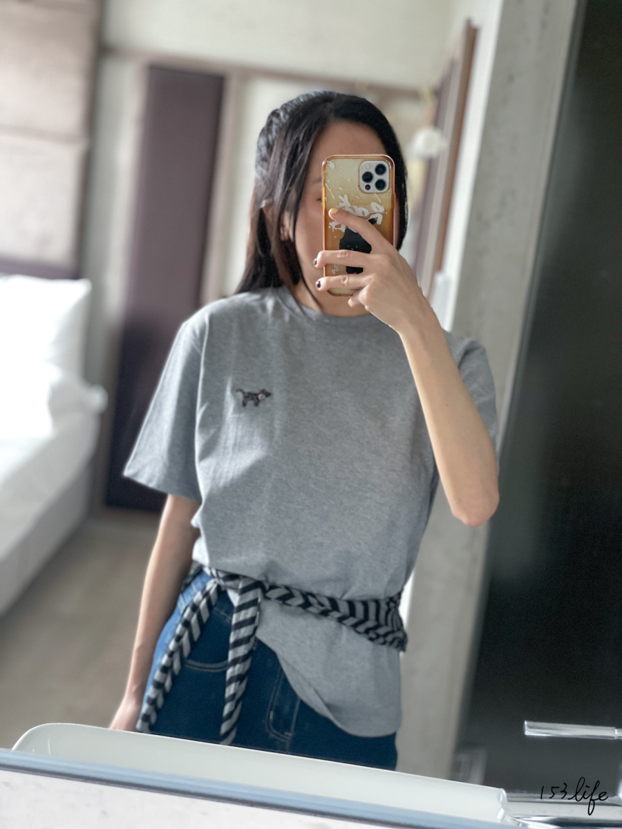 A6𝑙𝑎𝑑𝑦.純棉精緻小狗刺繡T恤附披肩(2色)