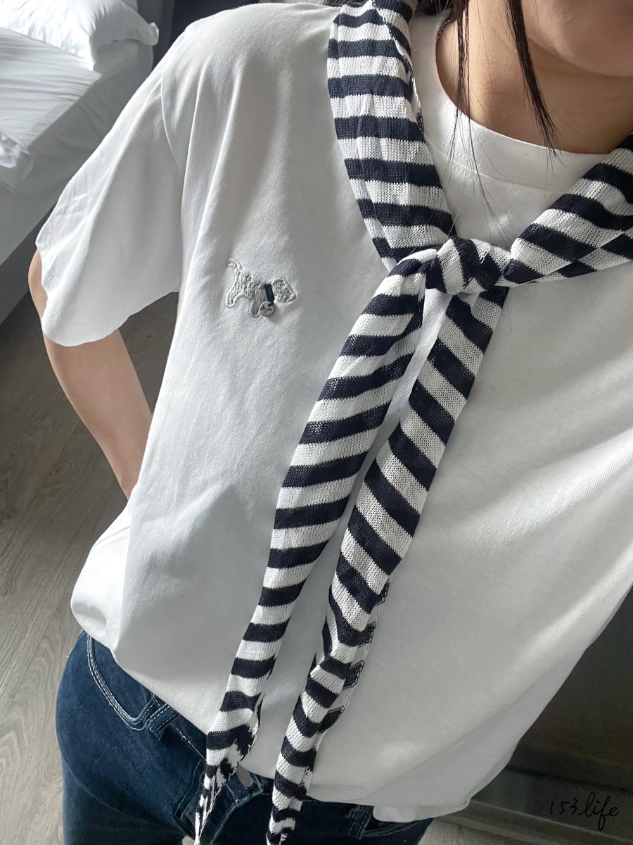 A6𝑙𝑎𝑑𝑦.純棉精緻小狗刺繡T恤附披肩(2色)