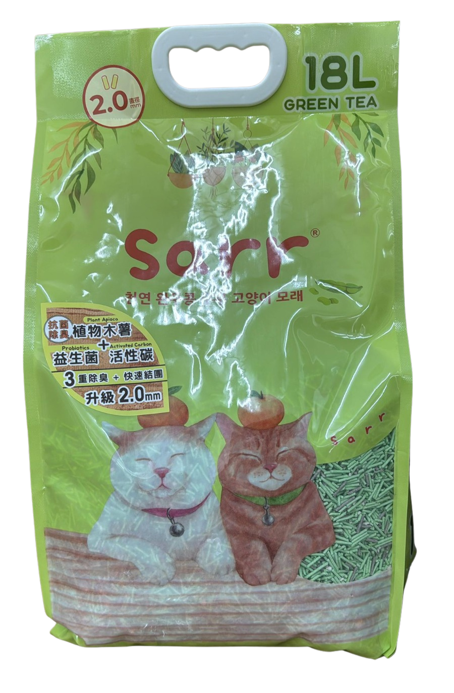 韓國SARR - 2.0mm 木薯 + 益生菌 + 活性碳混合豌豆 豆腐貓砂 18L  **新配方**