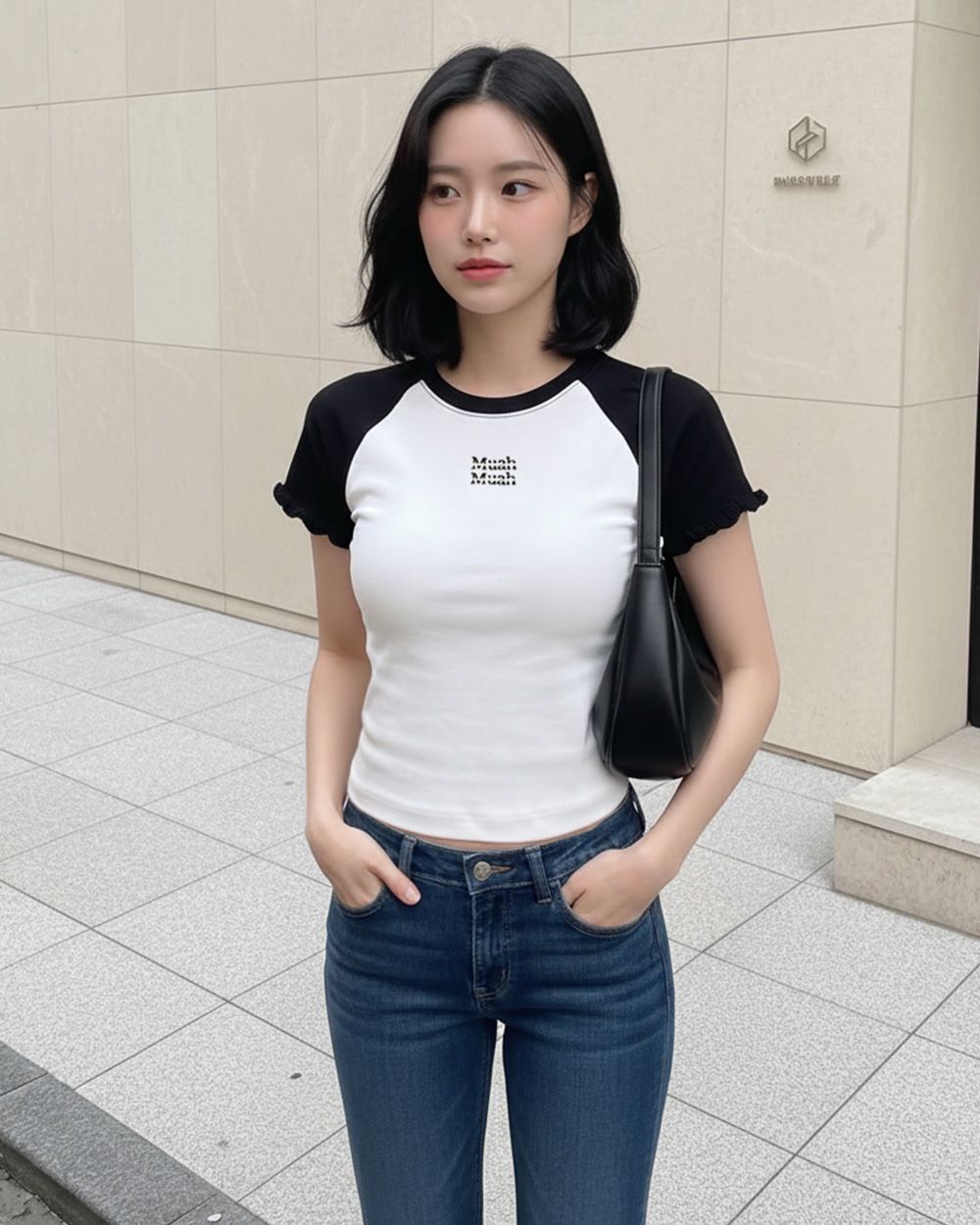 MUAHMUAH 荷葉邊棉莫代爾短袖上衣 MUT26034