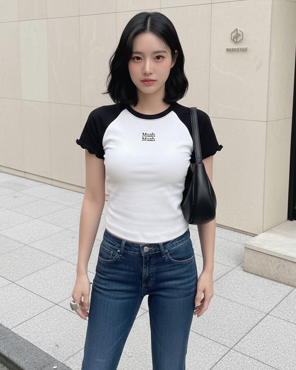 MUAHMUAH 荷葉邊棉莫代爾短袖上衣 MUT26034