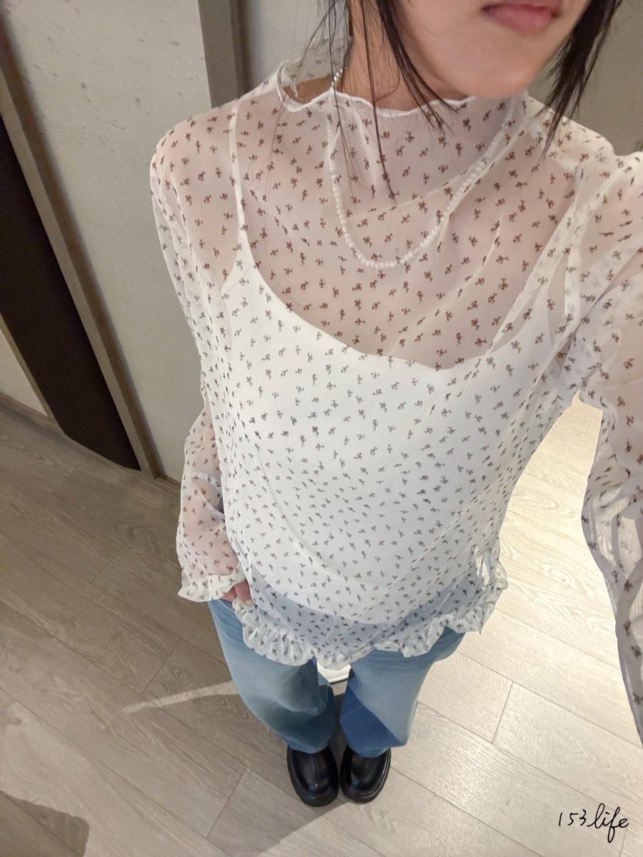 A9𝑙𝑎𝑑𝑦.質感小花透膚彈性立領捲邊內搭(2色)