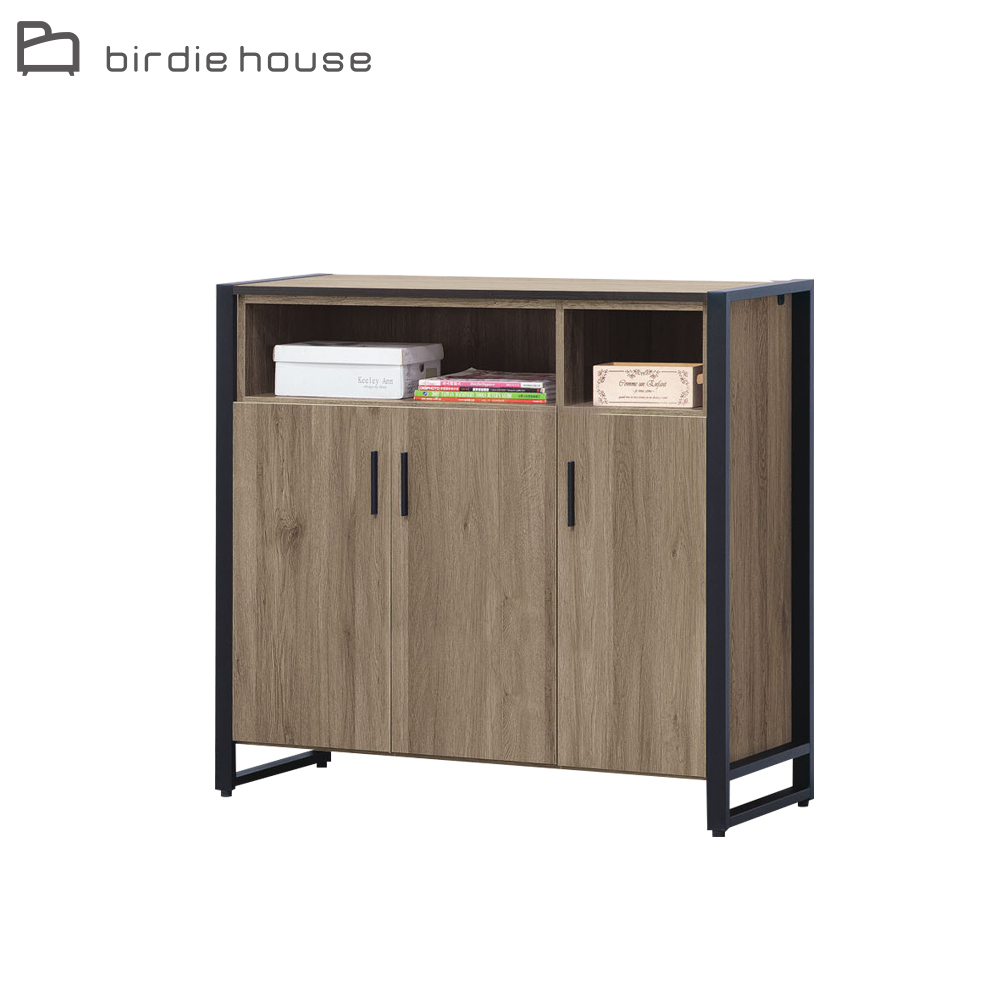 柏蒂家居-布加迪工業風3.9尺三門上開放式收納鞋櫃