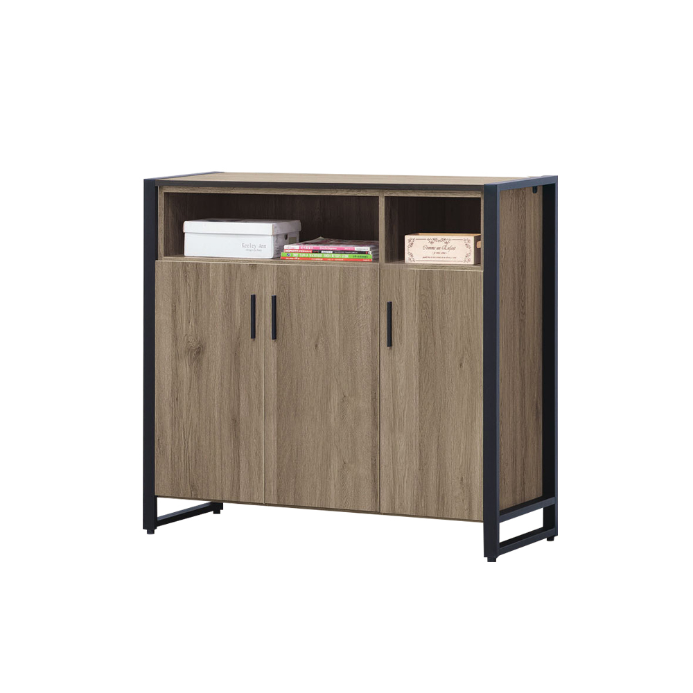 柏蒂家居-布加迪工業風3.9尺三門上開放式收納鞋櫃