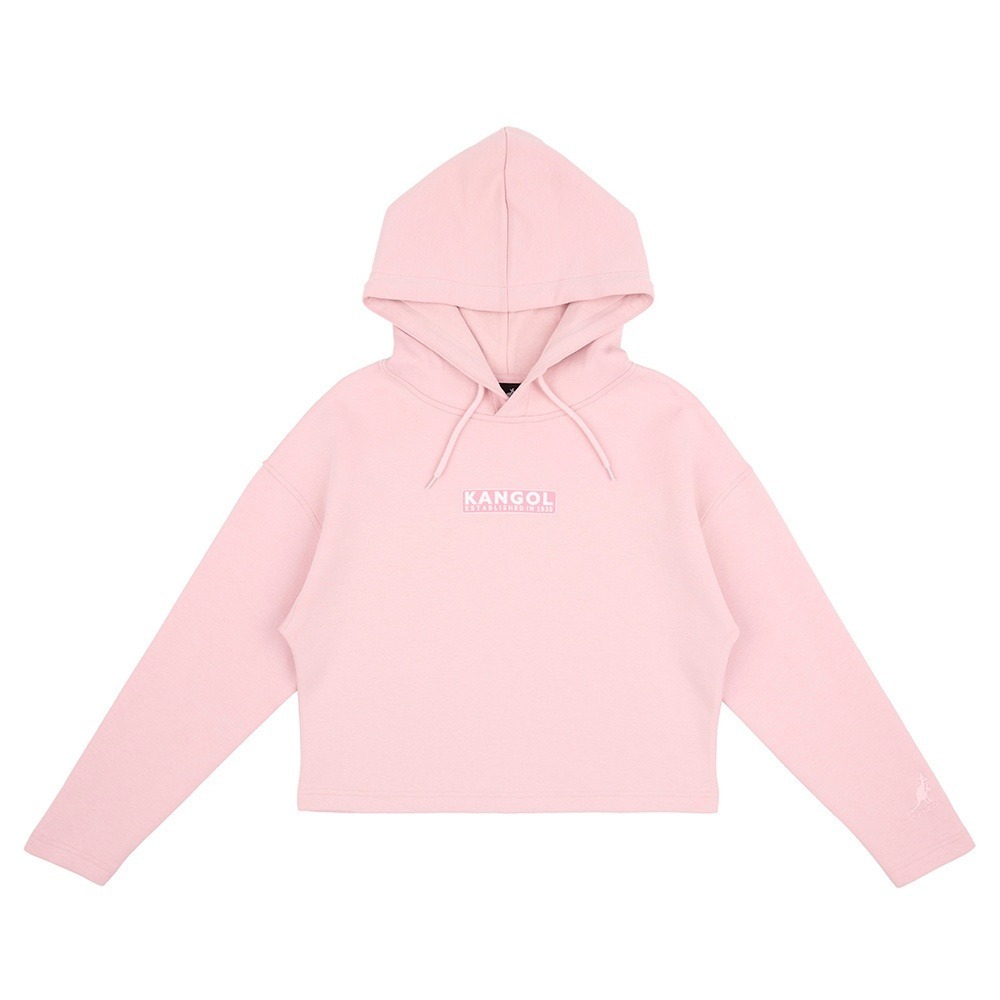 【Kangol】女款短版帽T｜短版修身 舒適親膚-粉色