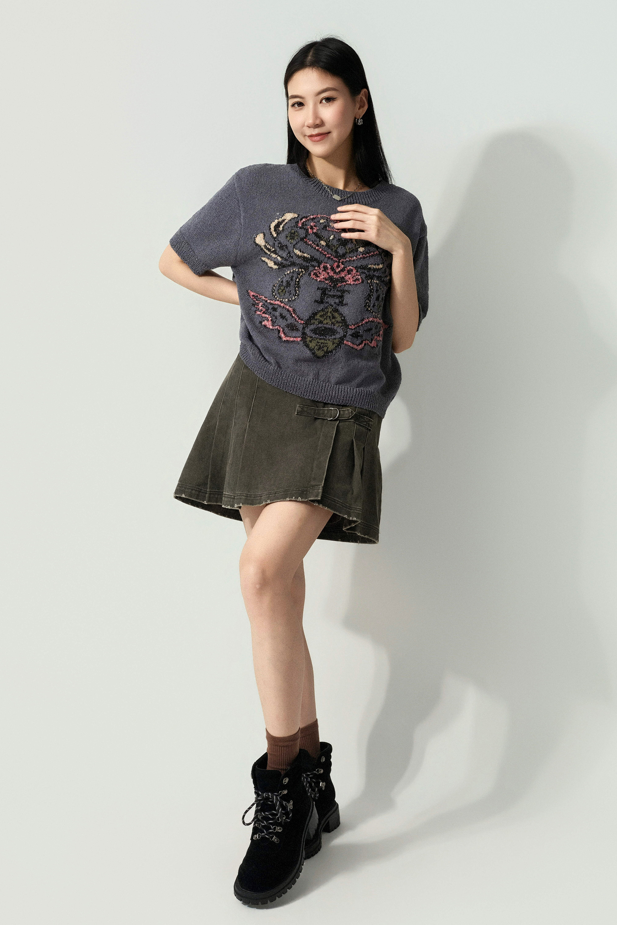 古典圖案織花針織上衣（預購產品）