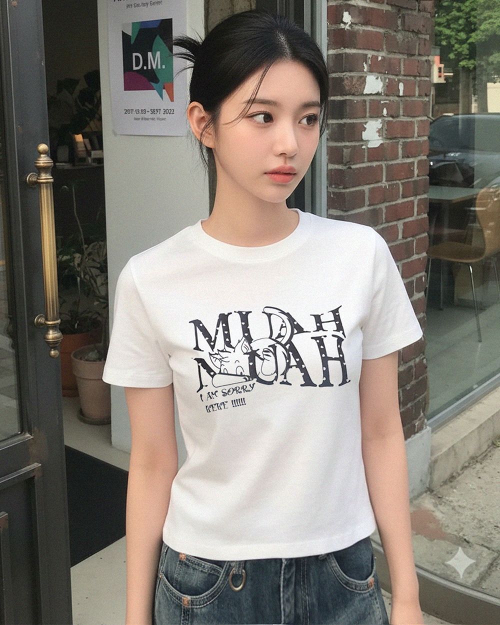 MUAHMUAH 棉質莫代爾愛心短版短袖T恤 MUT26030