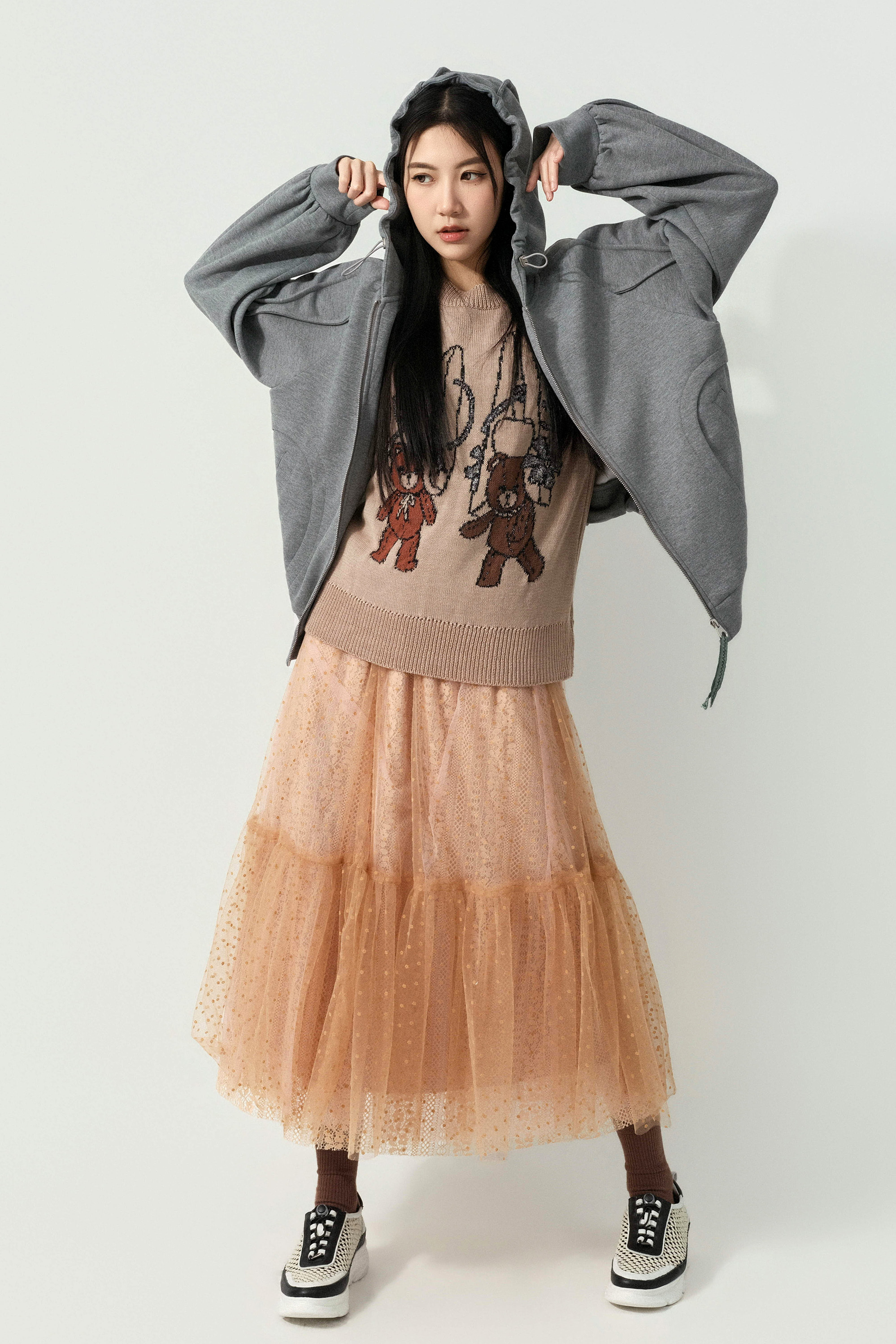 波浪骨邊帽外套 (限量 預購產品）