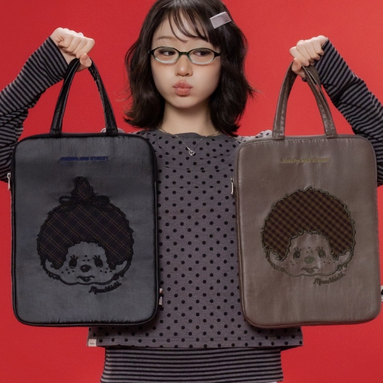 JOSEPH AND STACEY x MONCHHICHI 平板保護包 13吋 手提包 蒙奇奇 兩色