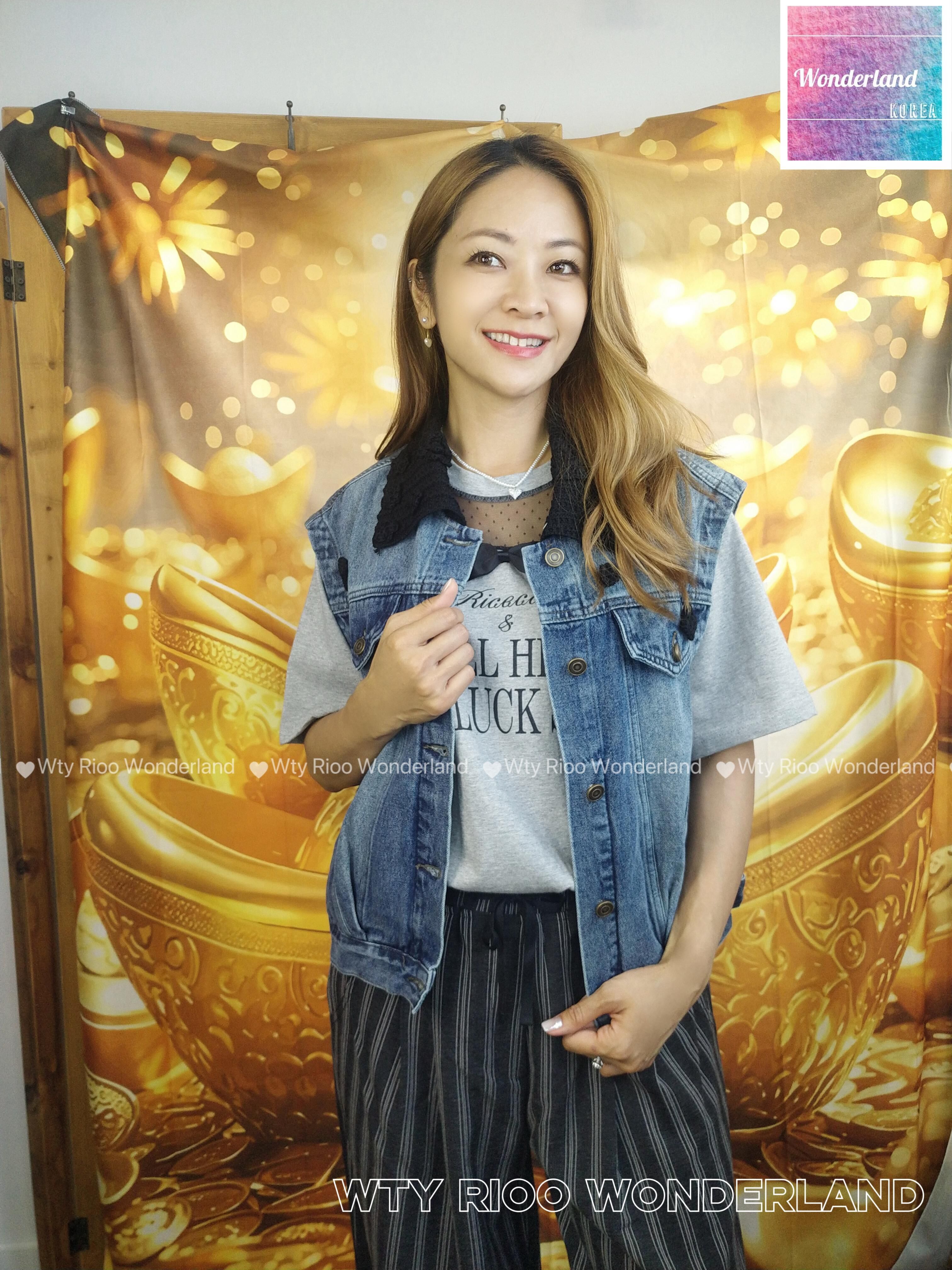 W7-W8 W040804勾花領牛仔背心外套