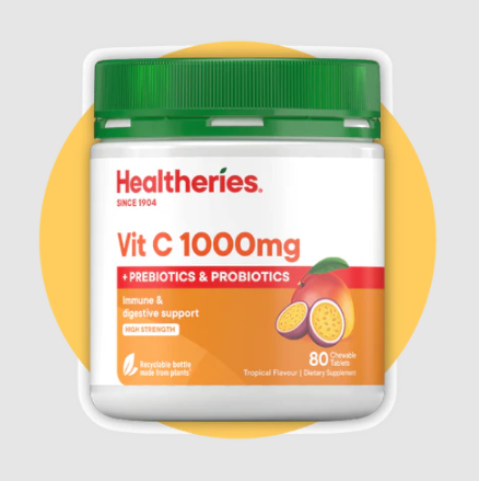 【直播】Healtheries LX040821 維他命C 1000毫克 （含益生元，益生菌） (80粒裝)（買一送一)