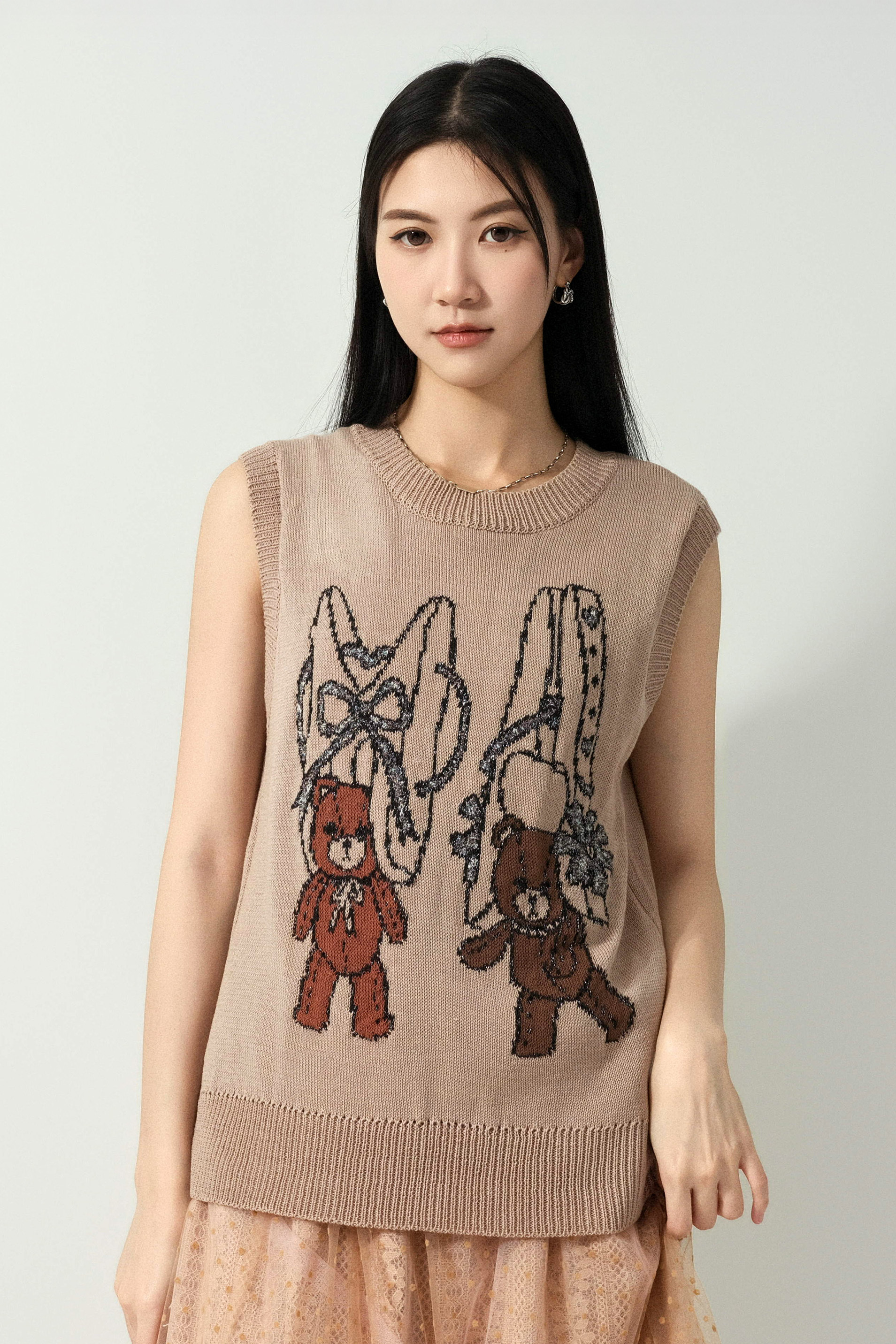 衣夾小熊織花針織背心（預購產品）