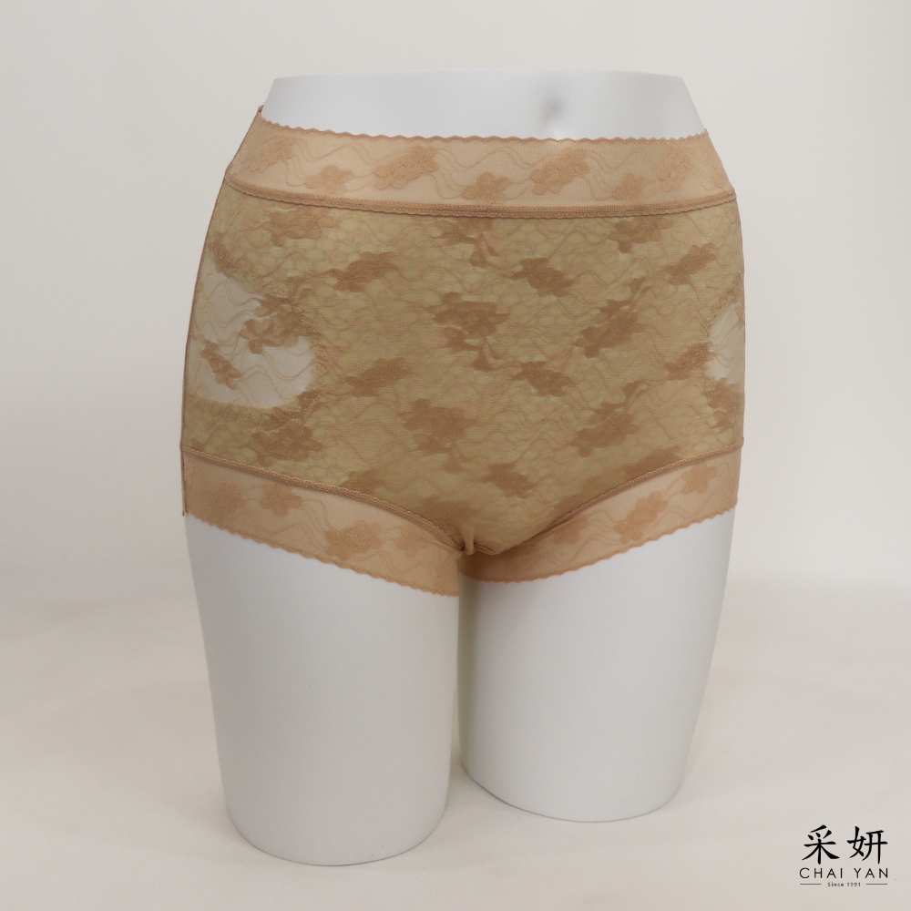花朵蕾絲拼接收腹提臀高腰內褲