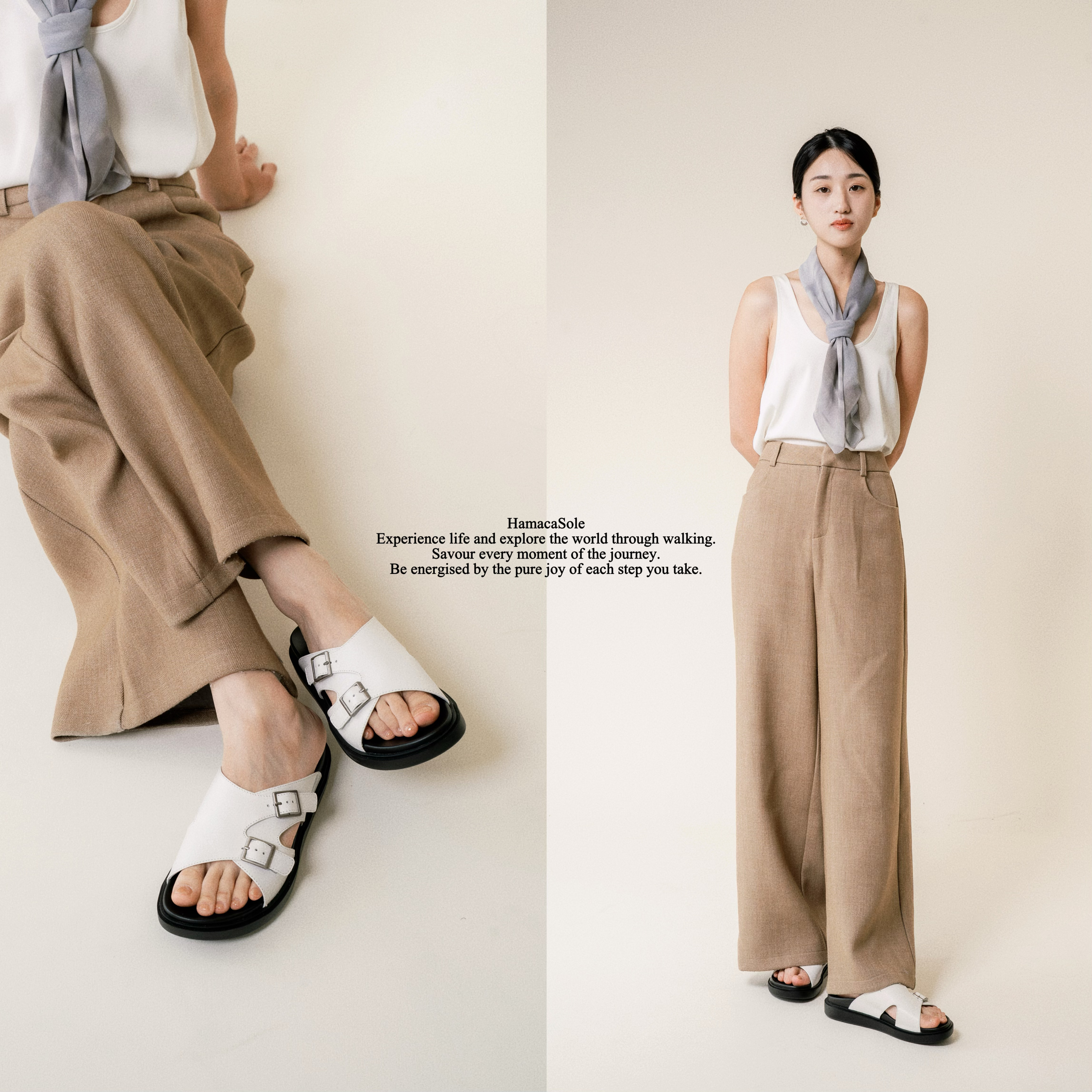 Luz 真皮羅馬涼鞋 女款 (白)｜哈漫克【官網獨家】HamacaSole