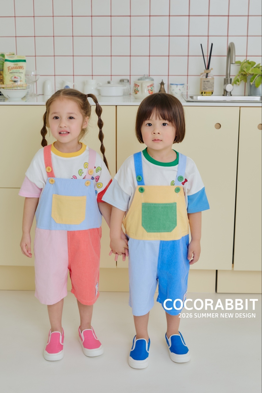 韓國🇰🇷COCORABBIT 拼色袖動物Ｔ恤/大拼色吊帶褲(S-2XL)