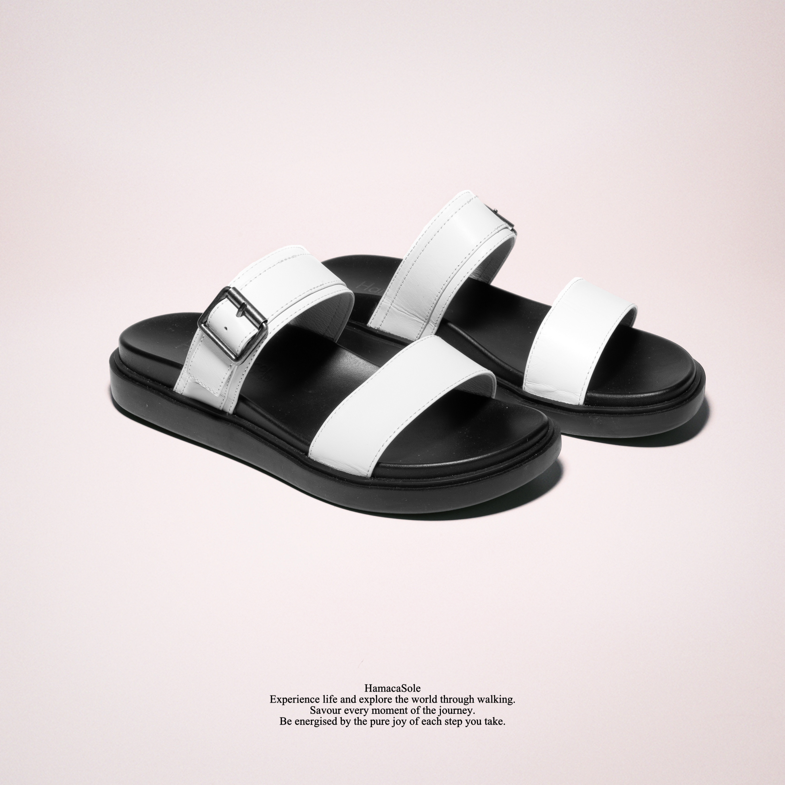 Ona 真皮扣飾涼鞋 女款 (白)｜哈漫克【官網獨家】HamacaSole