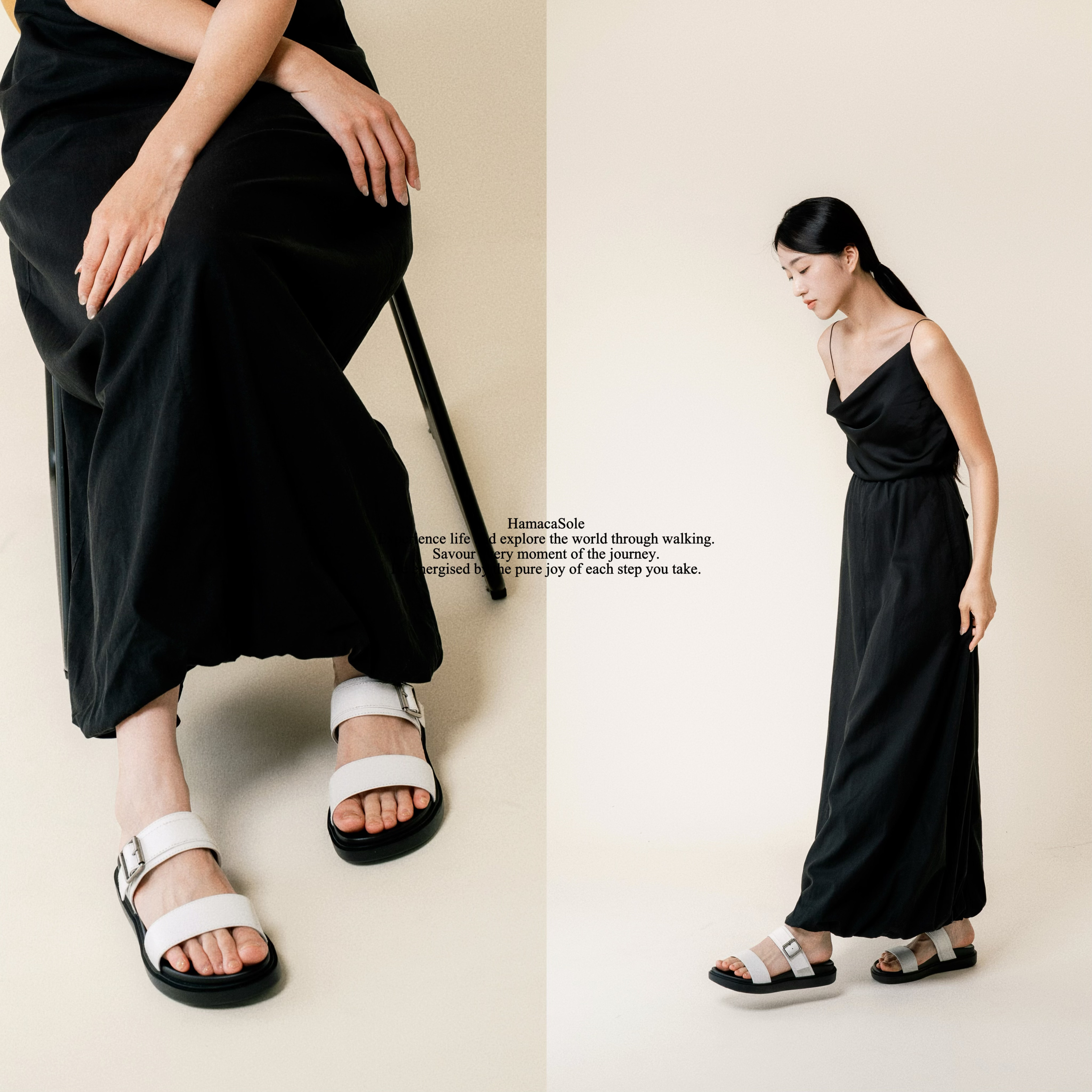 Ona 真皮扣飾涼鞋 女款 (白)｜哈漫克【官網獨家】HamacaSole