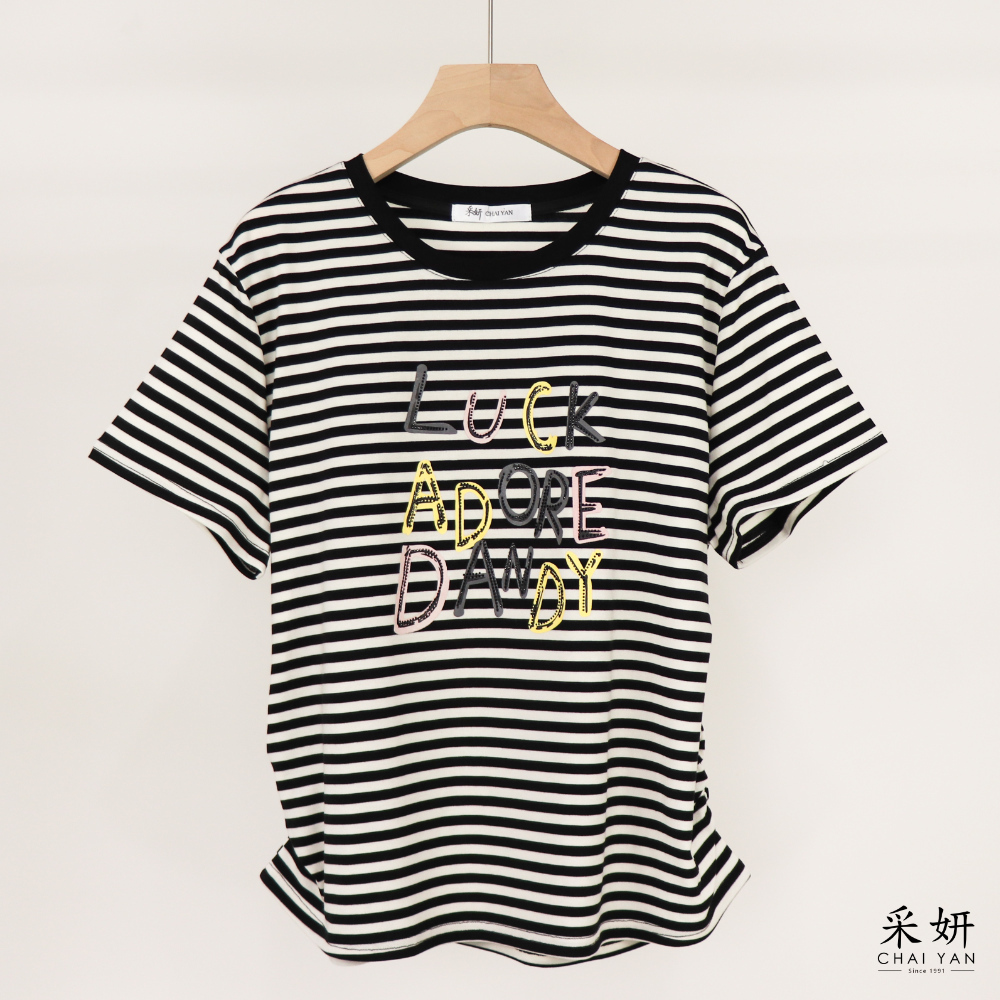 水鑽趣味字母短袖上衣