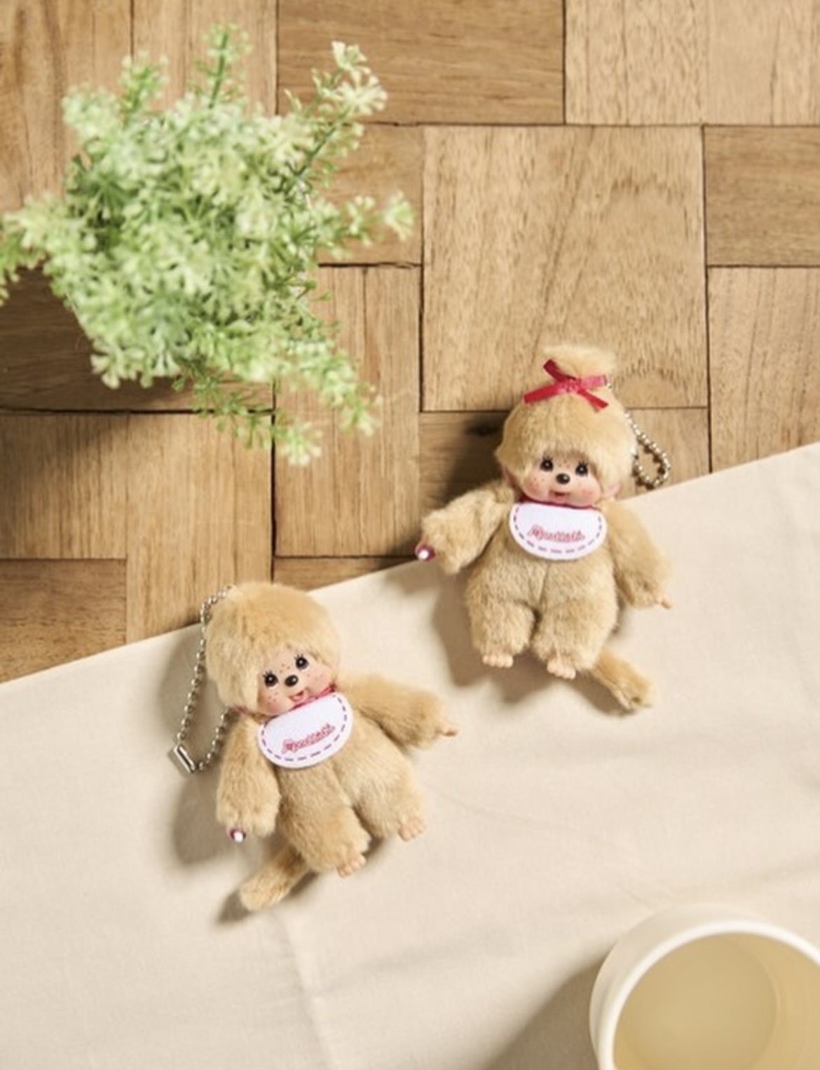 Monchhichi 蒙奇奇 迷你 系列 淺咖 吊飾